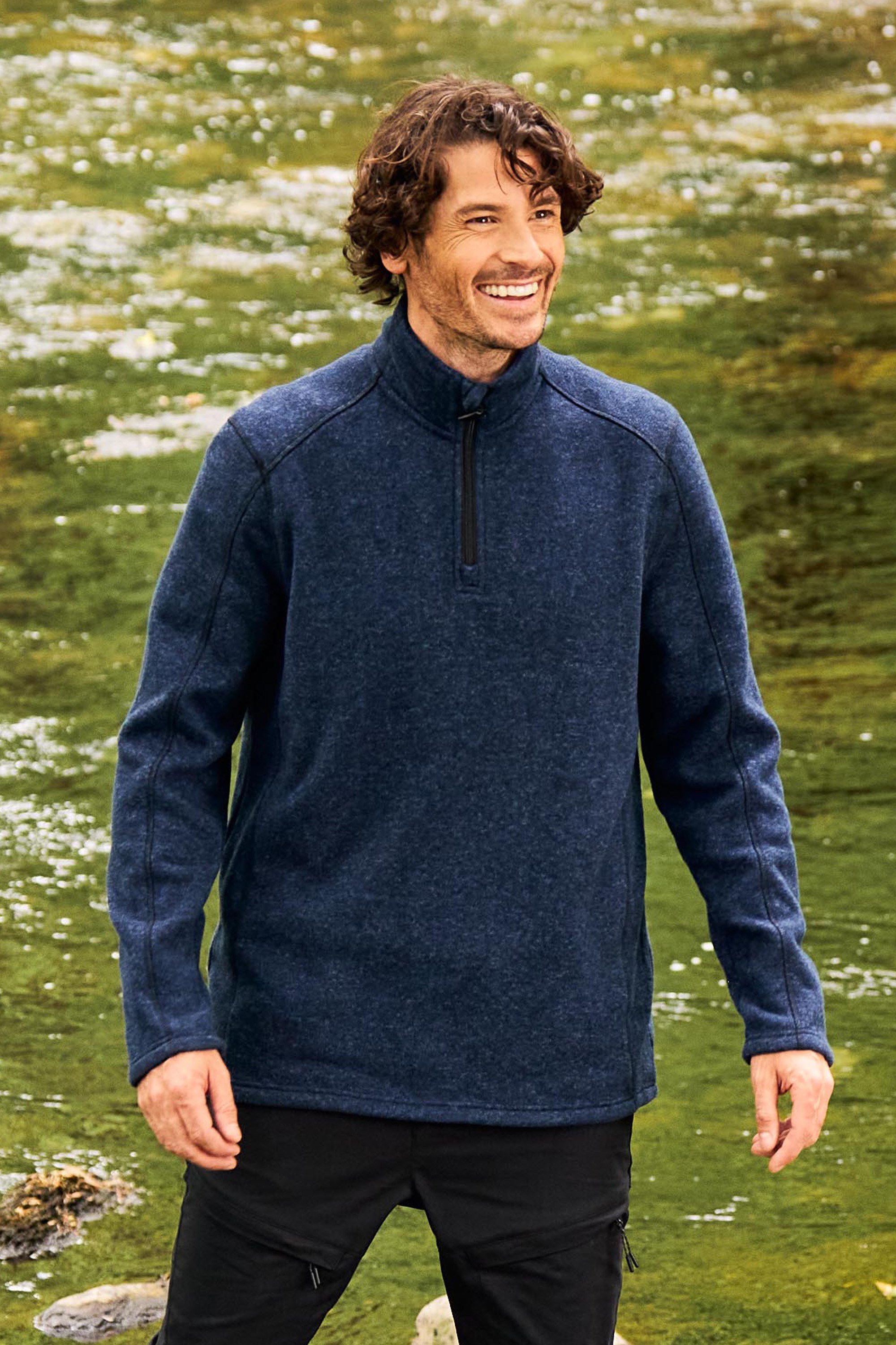 Idris II Herren-Fleece mit halbem Reißverschluss - Marineblau