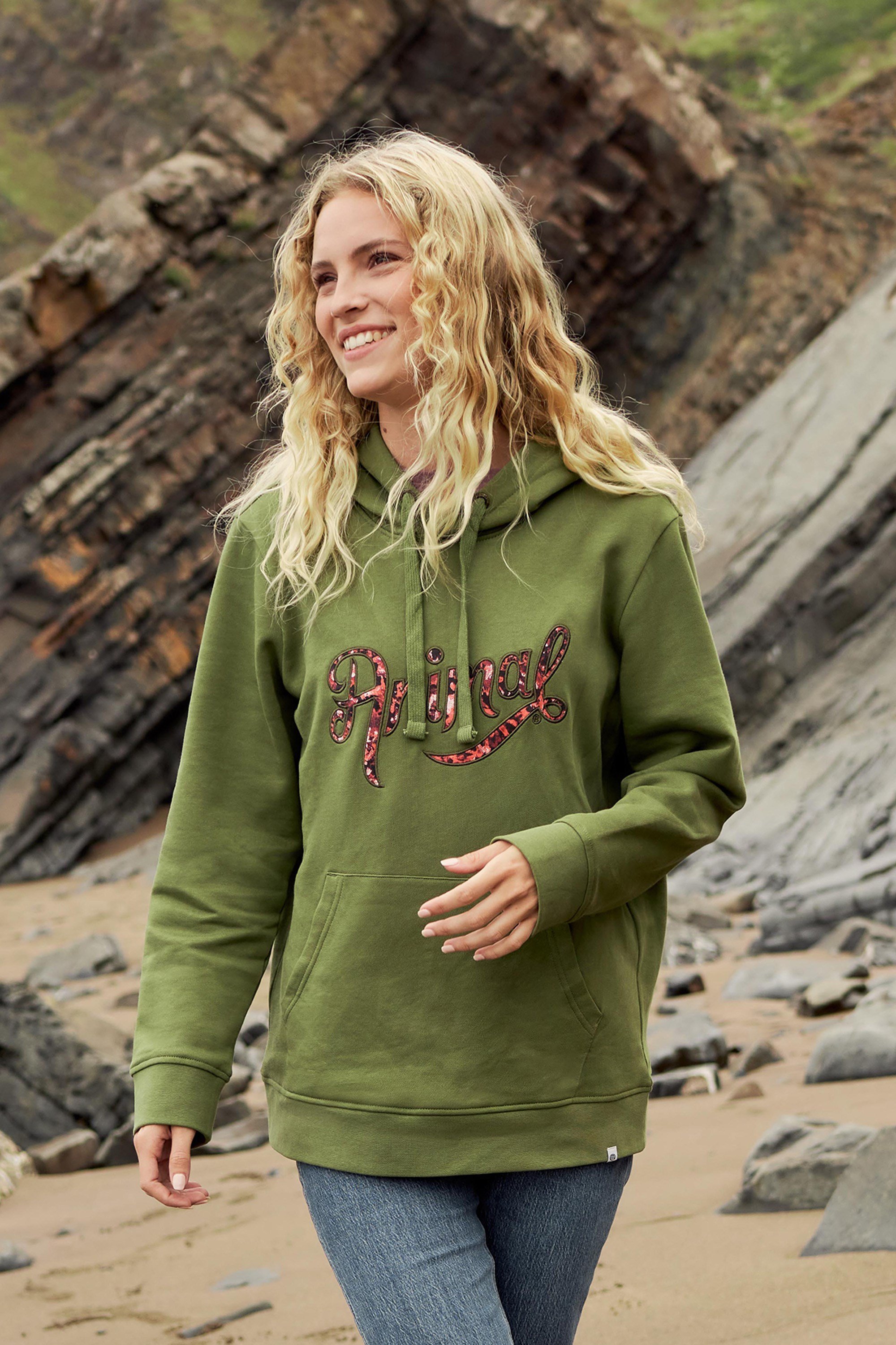 Maya Graphic Damen Kapuzenpullover - Khaki