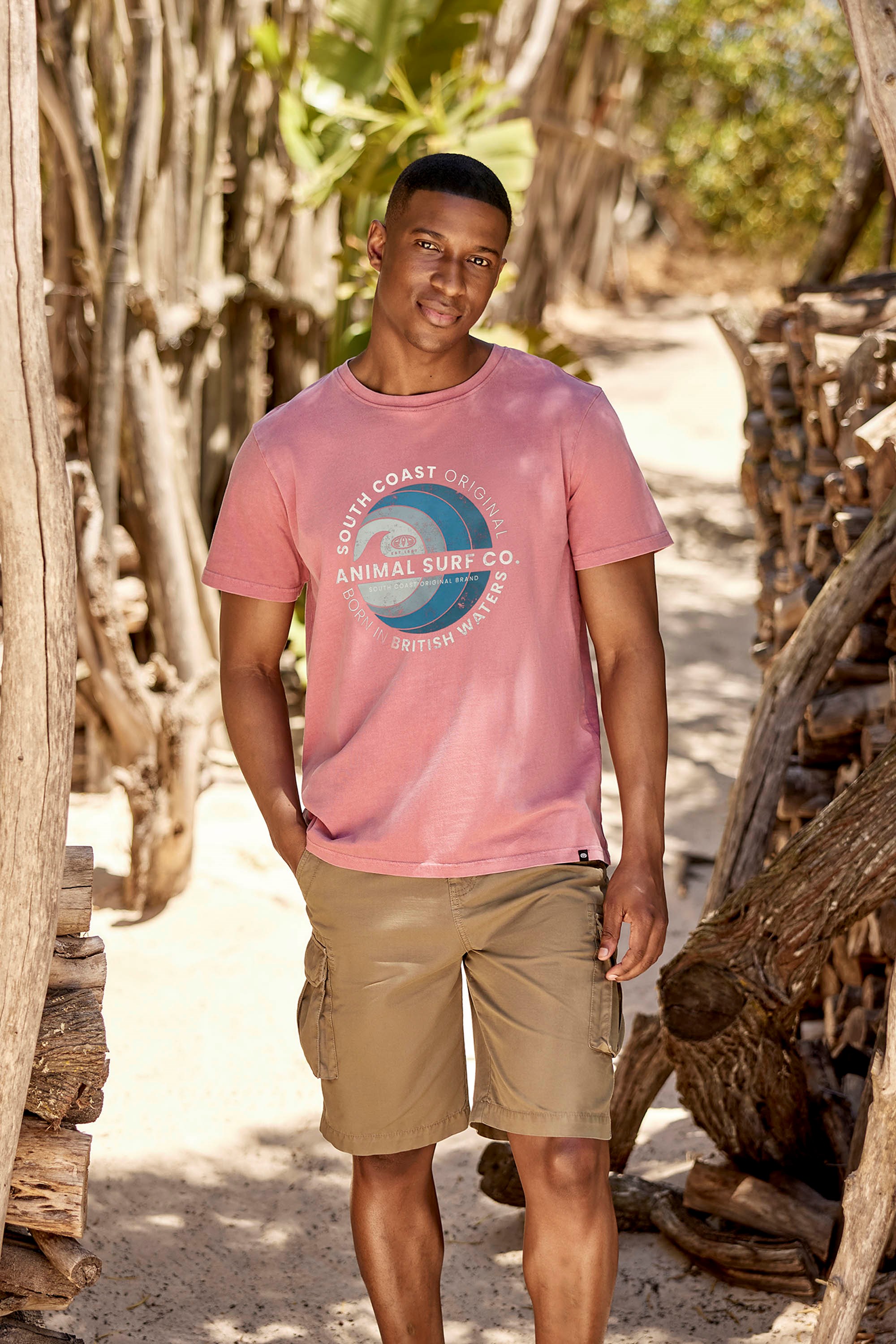 Jacob Herren T-Shirt mit Aufdruck - Rosa