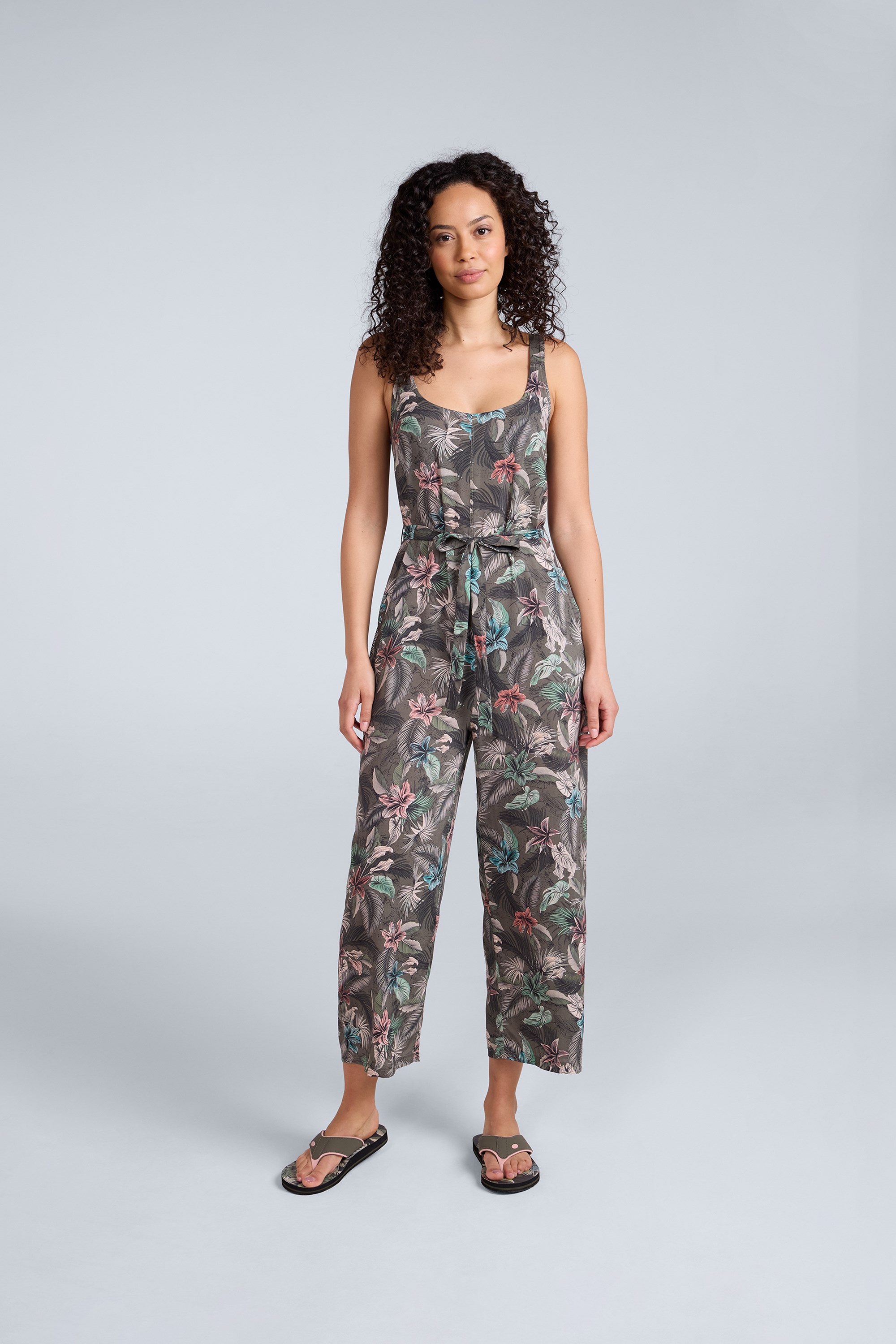 Flora ECOVERO™ Damen Capri-Overall - Khaki