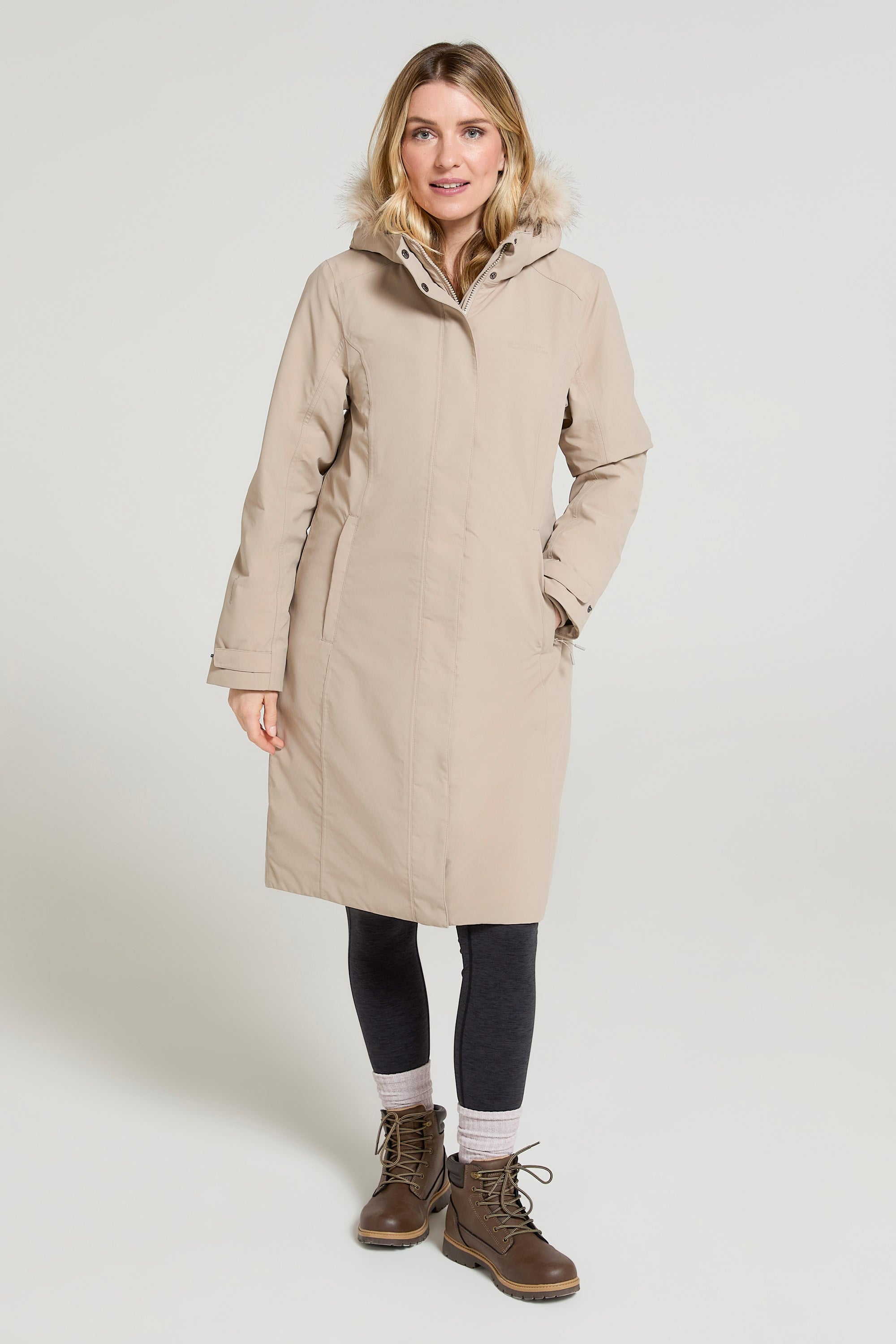 Meadow Wasserdichter Wattierter Damenjacke mit Borgfutter - Beige