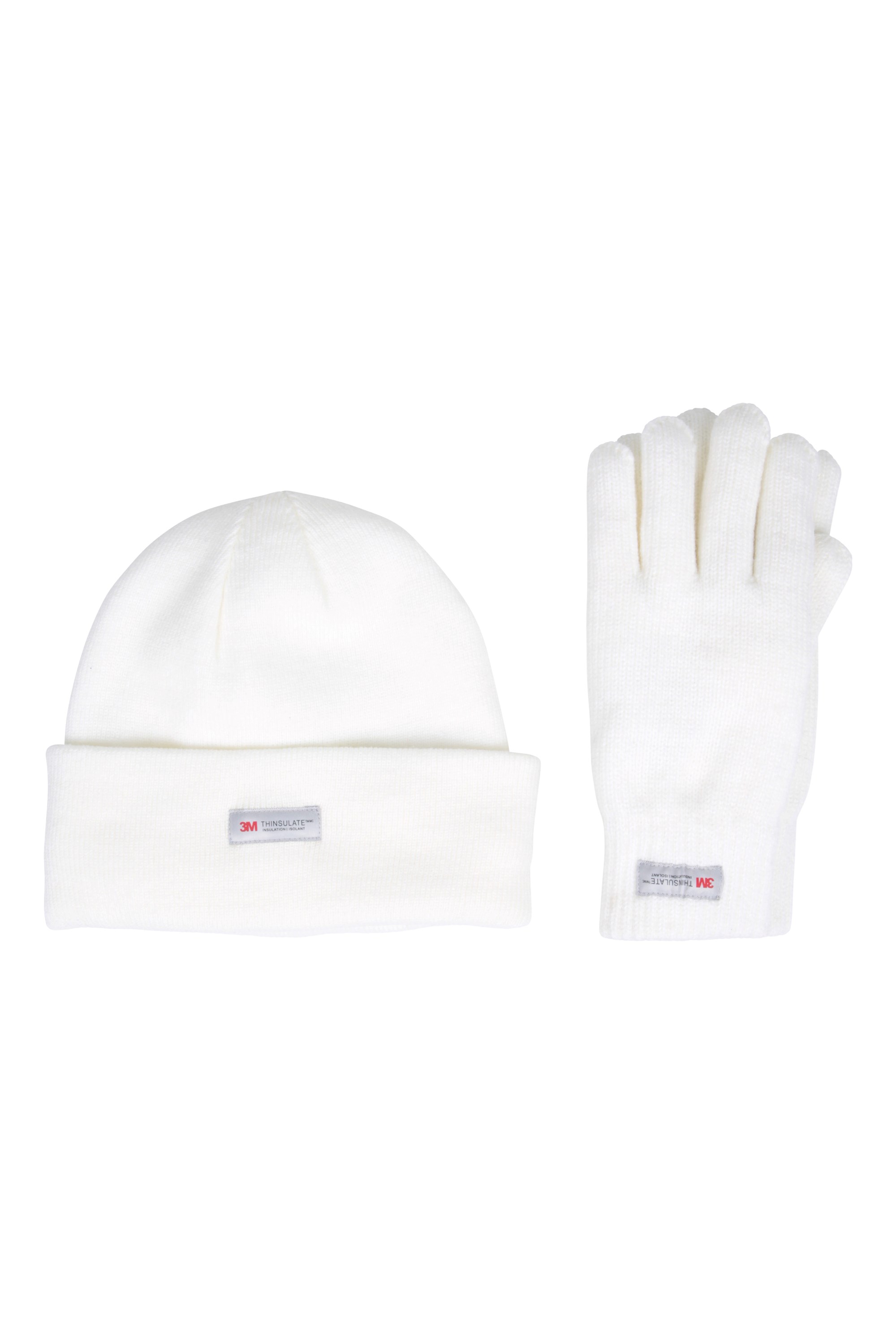 Thinsulate Gefüttertes Fleeceset Damenmütze und Handschuhe - Weiss