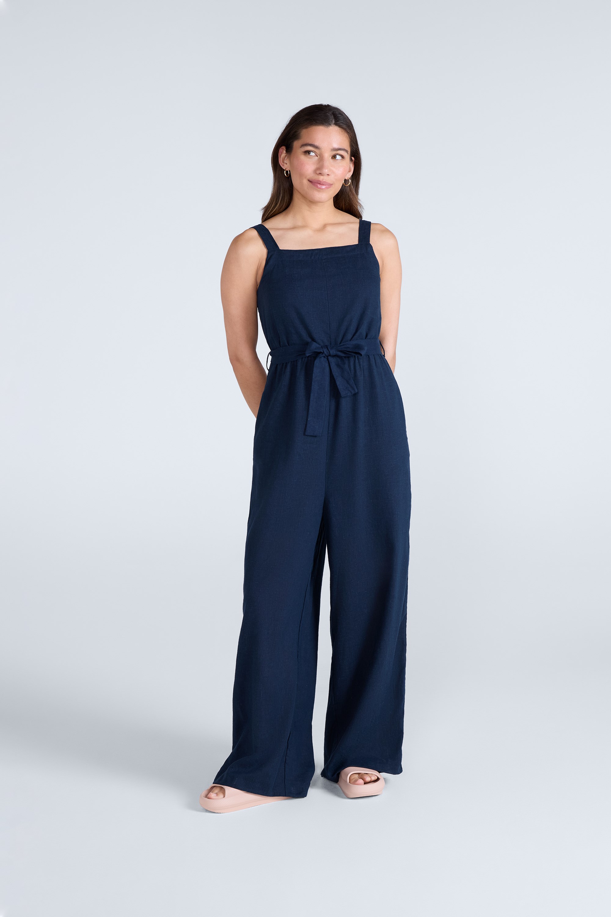 Animal Becca Womens Leinen-Overall - Marineblau