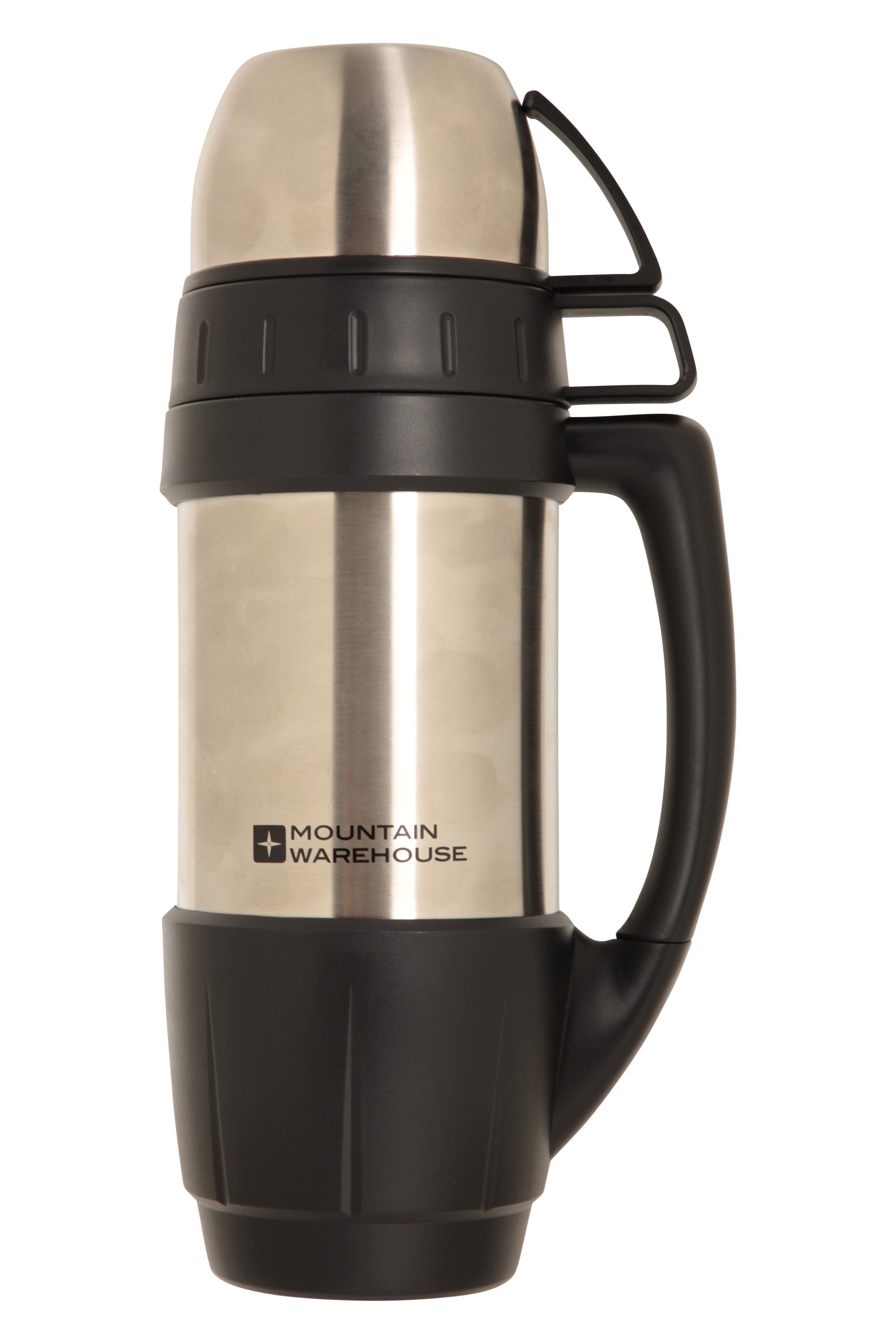 1L Thermoskanne mit 2 Tassen-Set - Silber