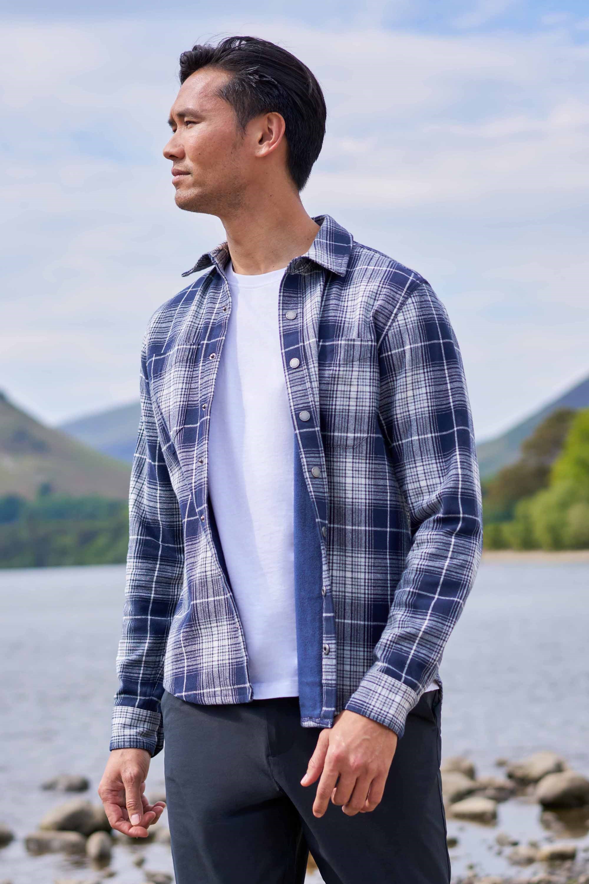 Sandalwood Fleecegefüttertes Herren Hemd - Blau