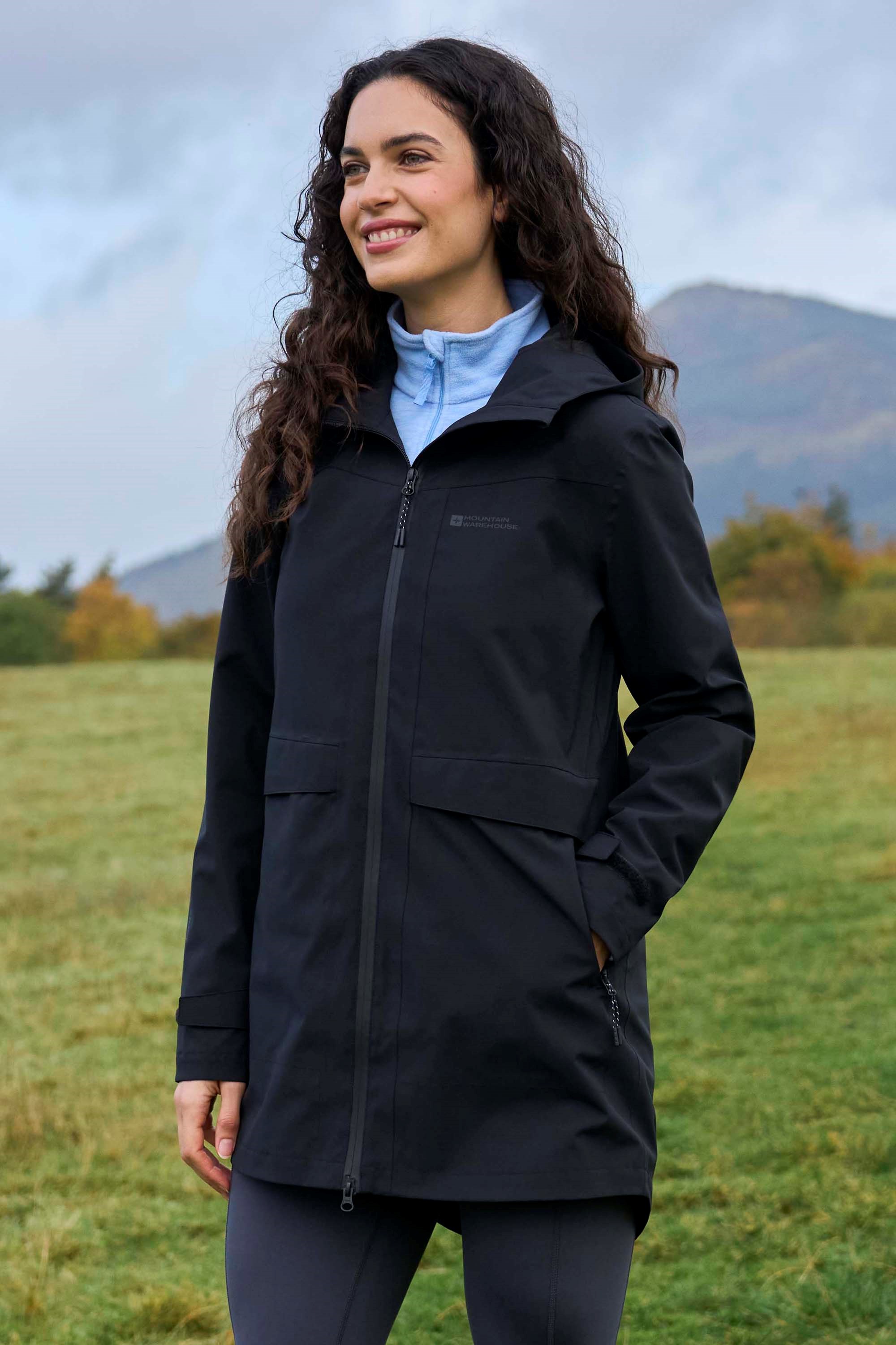 April Lange Wasserdichte Damenjacke - Schwarz