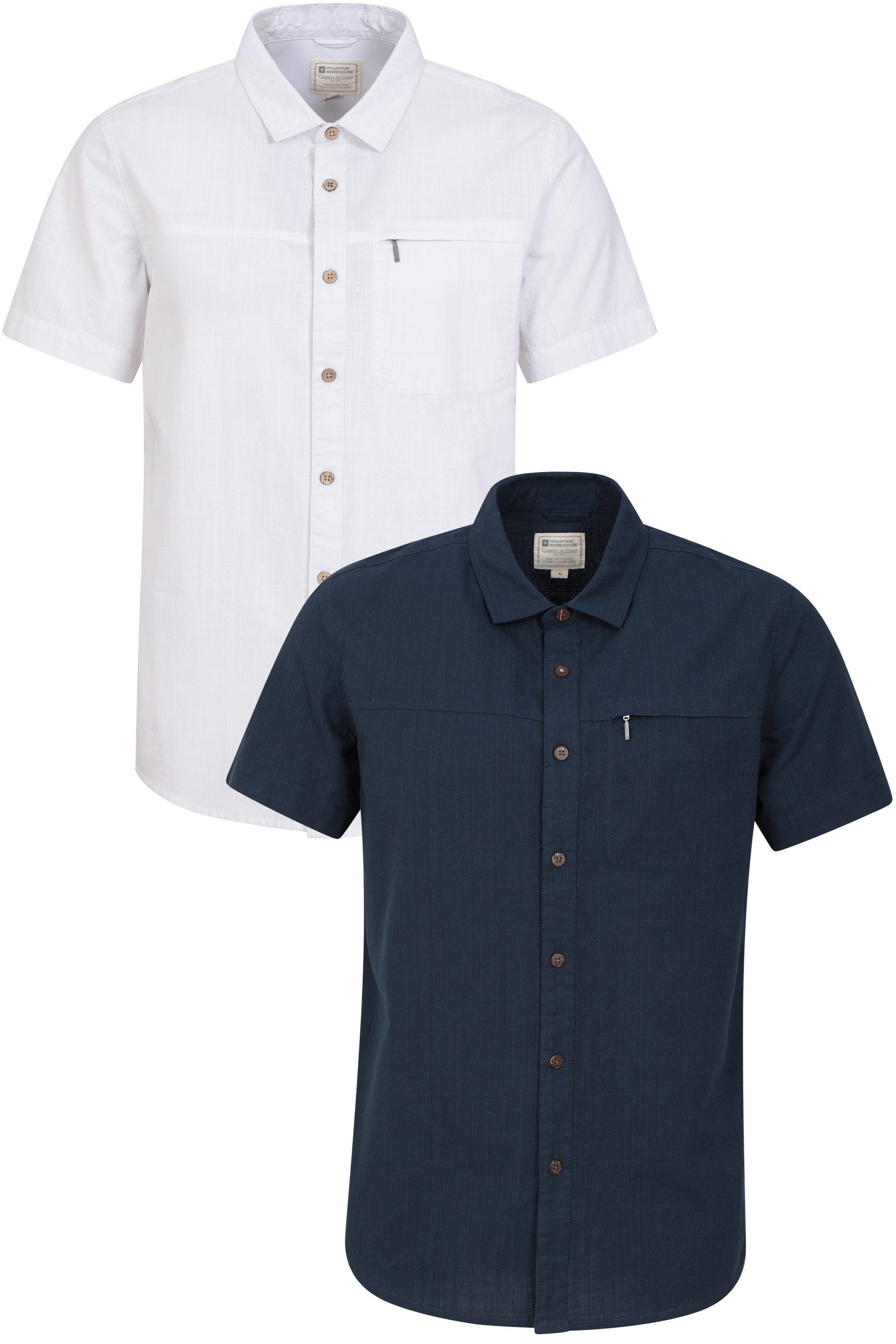 Coconut Texturiertes Herren Kurzarm-Hemd - 2er Pack - Dark Blau