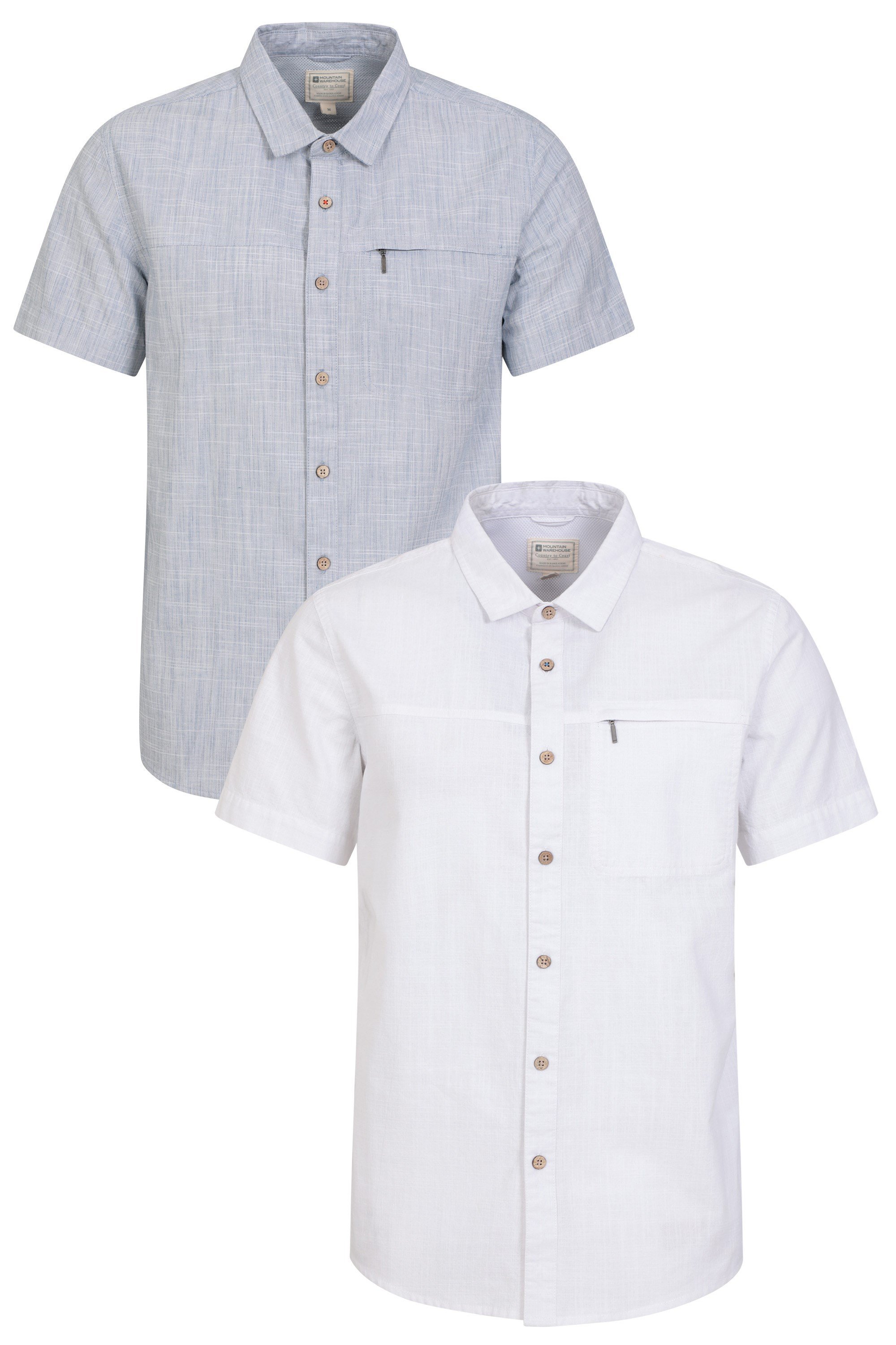 Coconut Texturiertes Herren Kurzarm-Hemd - 2er Pack - Weiss