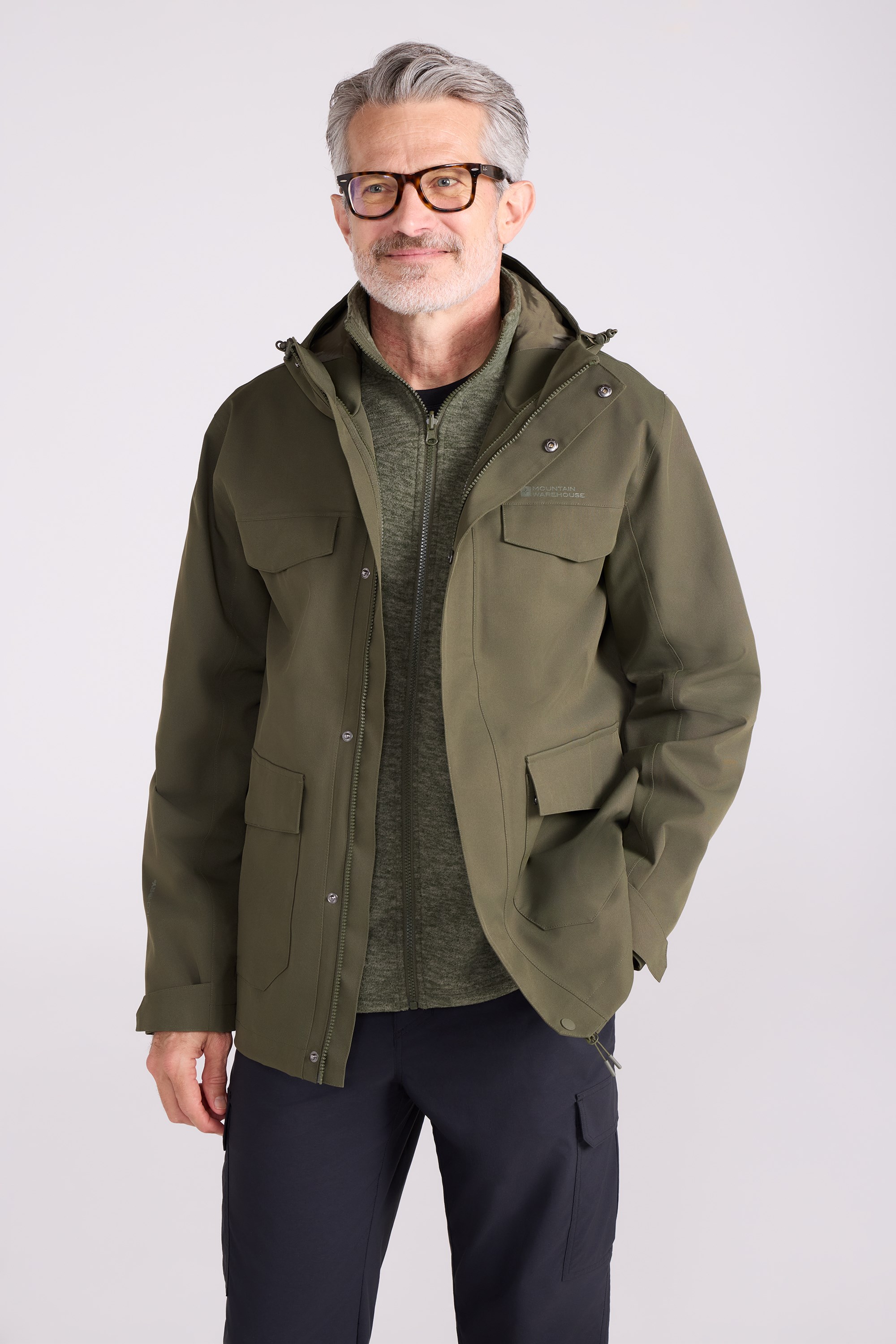 Rushes Wasserdichte Herren 3-in-1 Jacke - Khaki