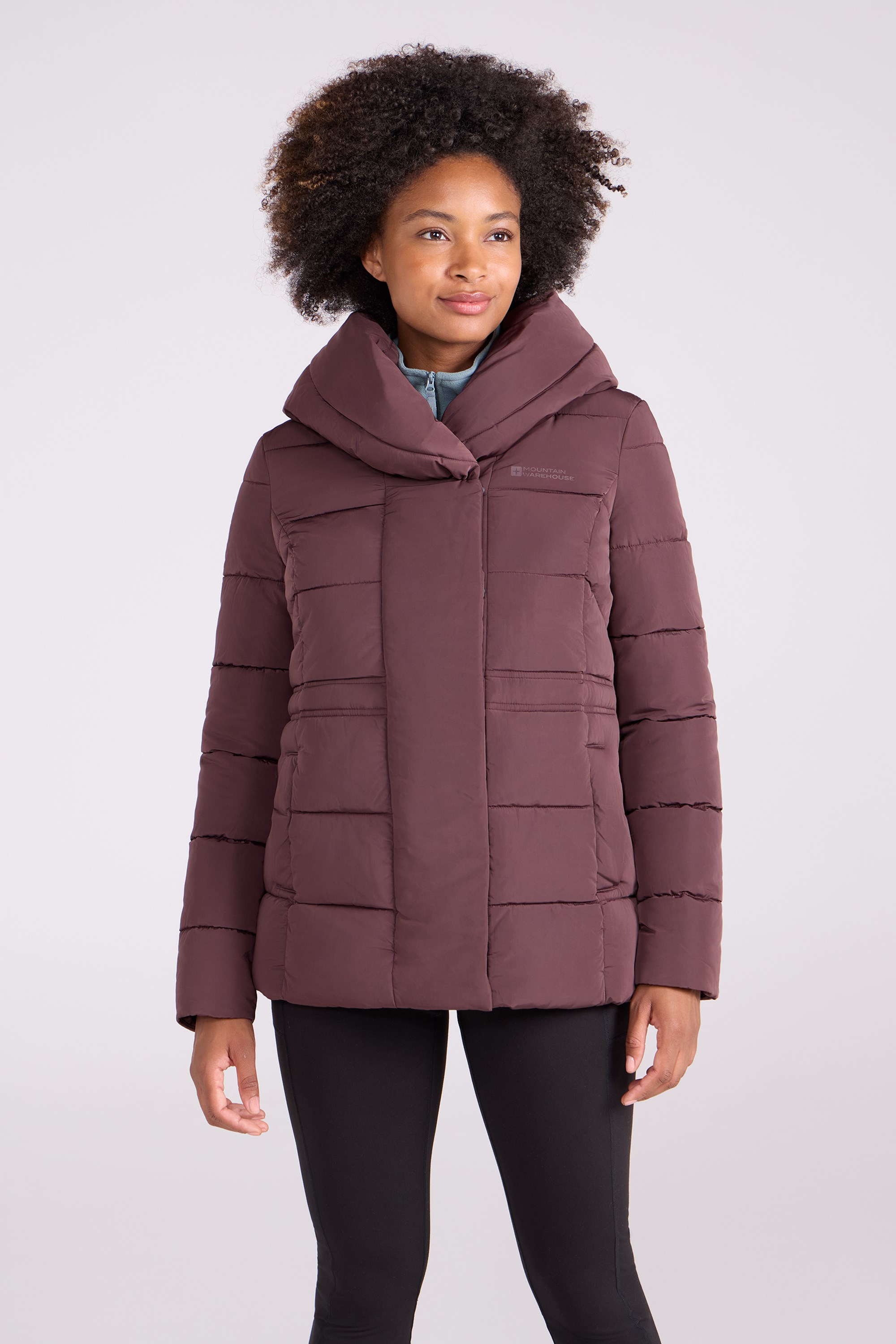 Olive Damen-Wattierte Jacke - Braun