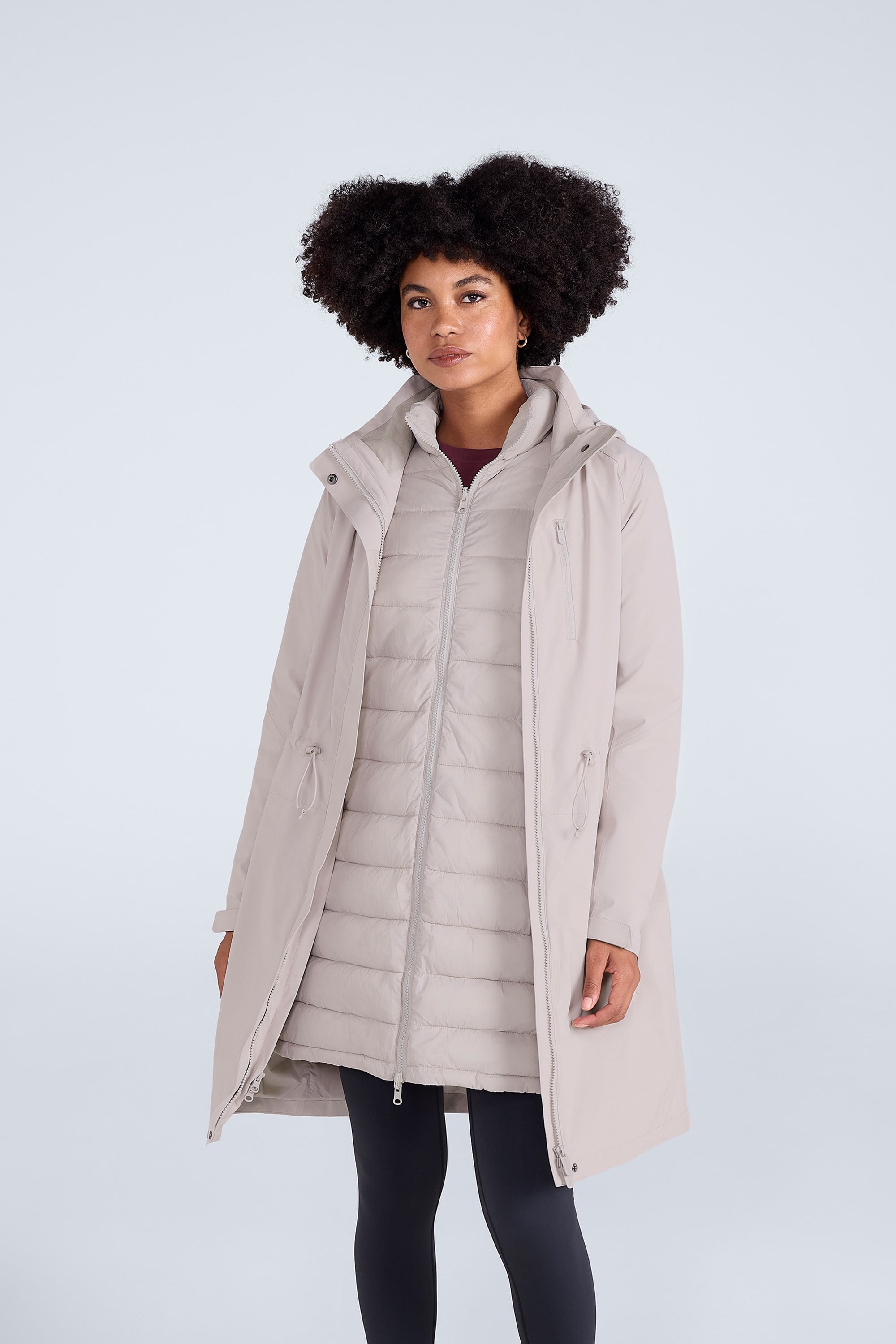 Evie Wasserdichte Damen 3-in-1 Jacke - Cremefarben