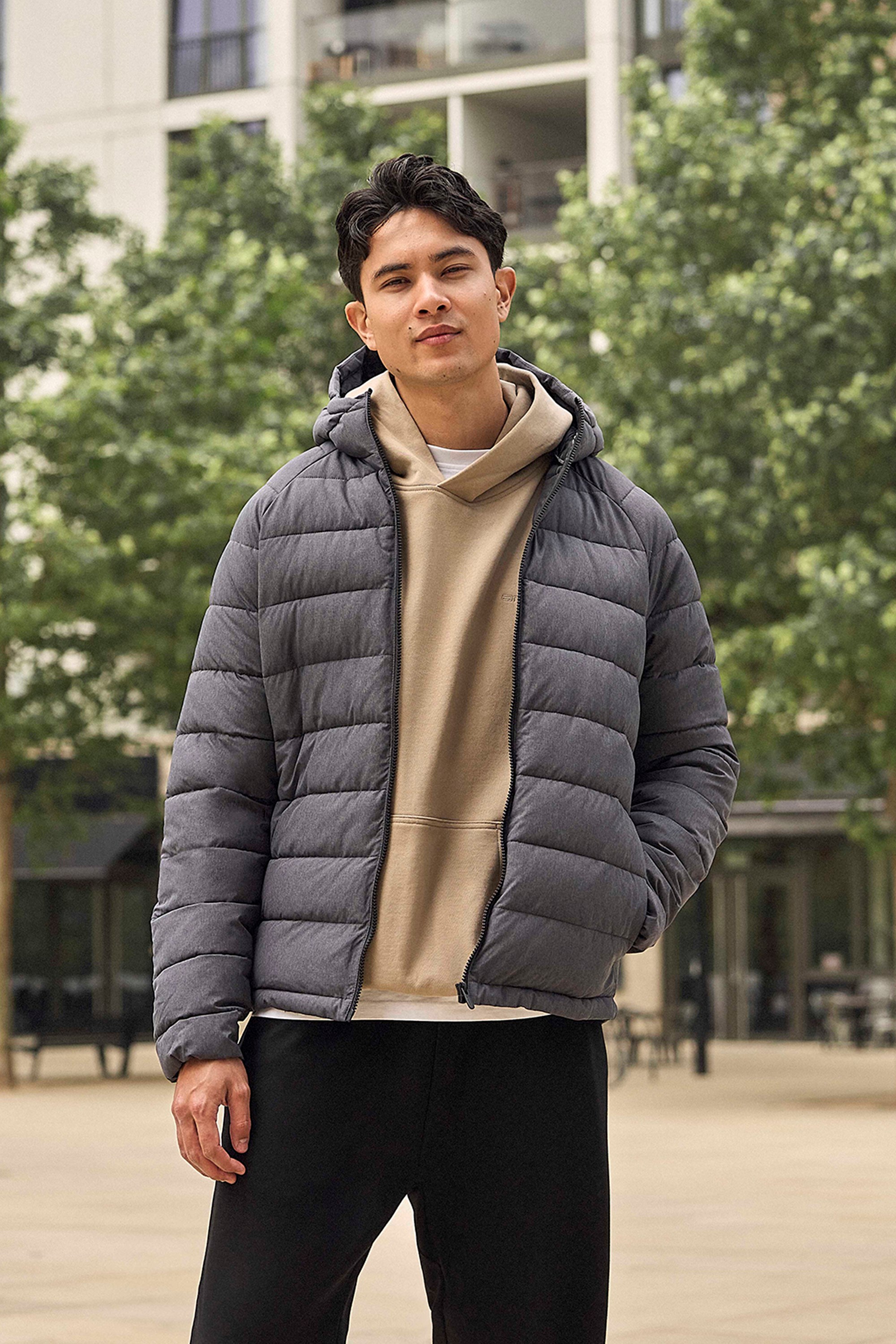 Light Cloud Cosi Marl Herren Steppjacke mit Kapuze - Grau