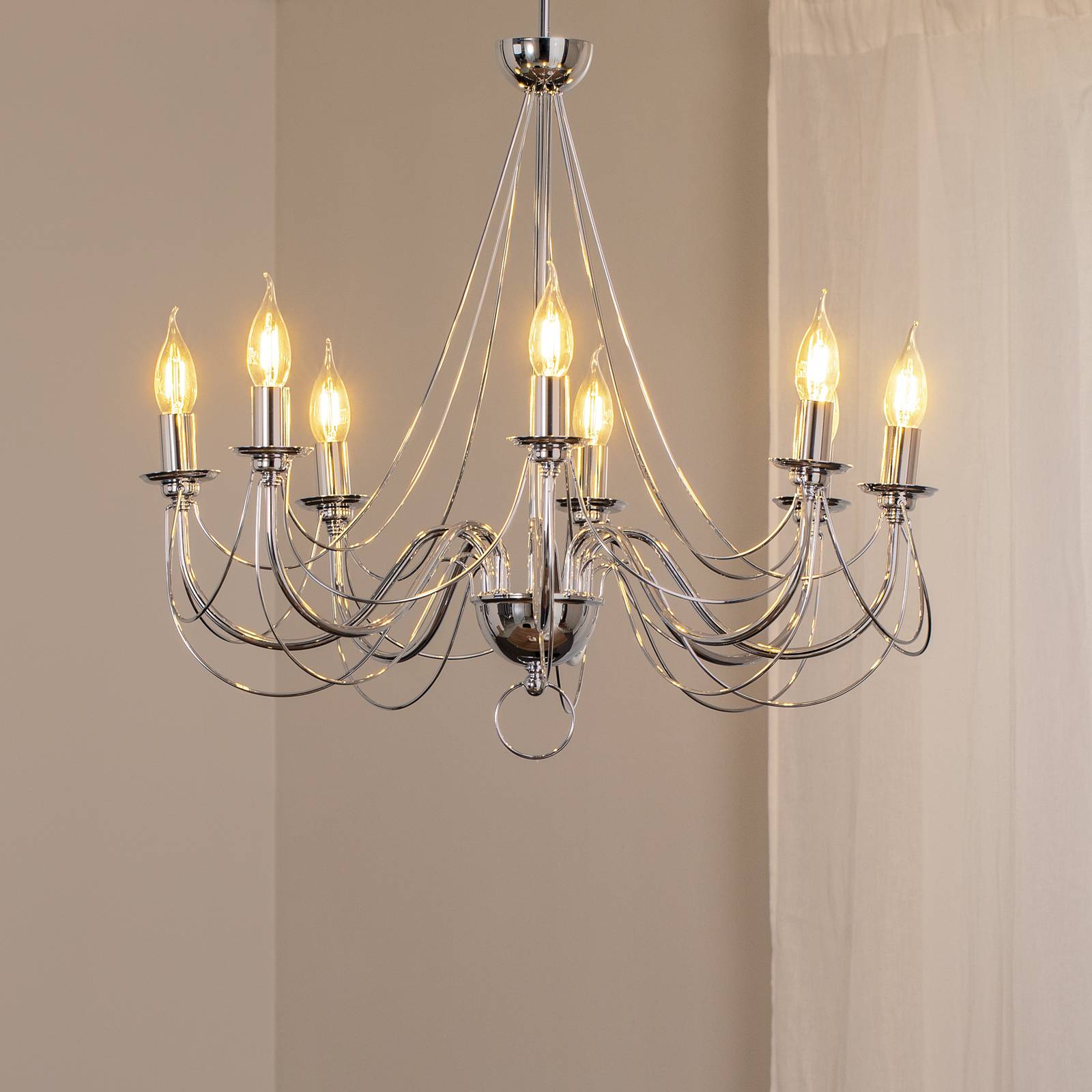 Kronleuchter Retro, achtflammig 75cm, chrom