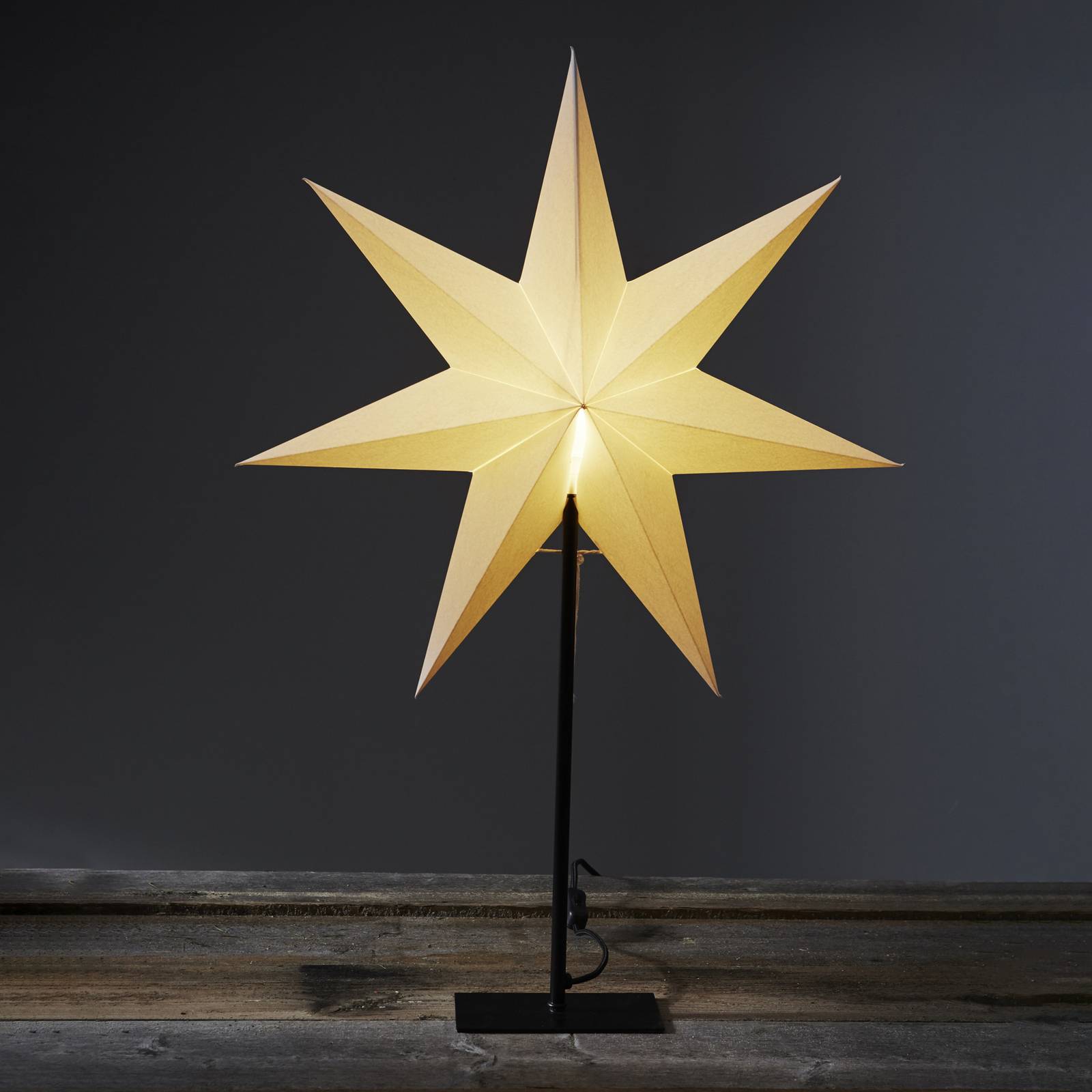 Standstern Frozen, 7-Zacker, schwarz/Stern weiß