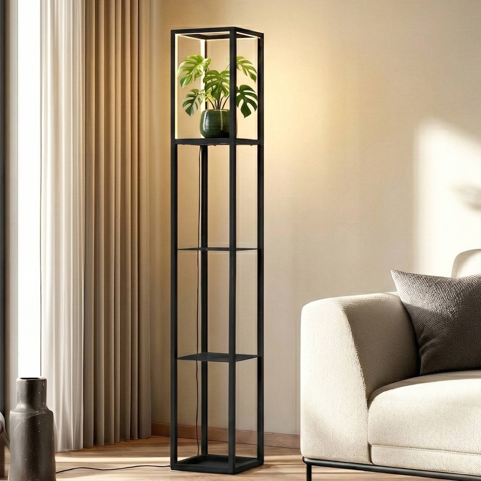 Lindby LED-Stehleuchte Birta, stehend, Regal, Höhe 155 cm