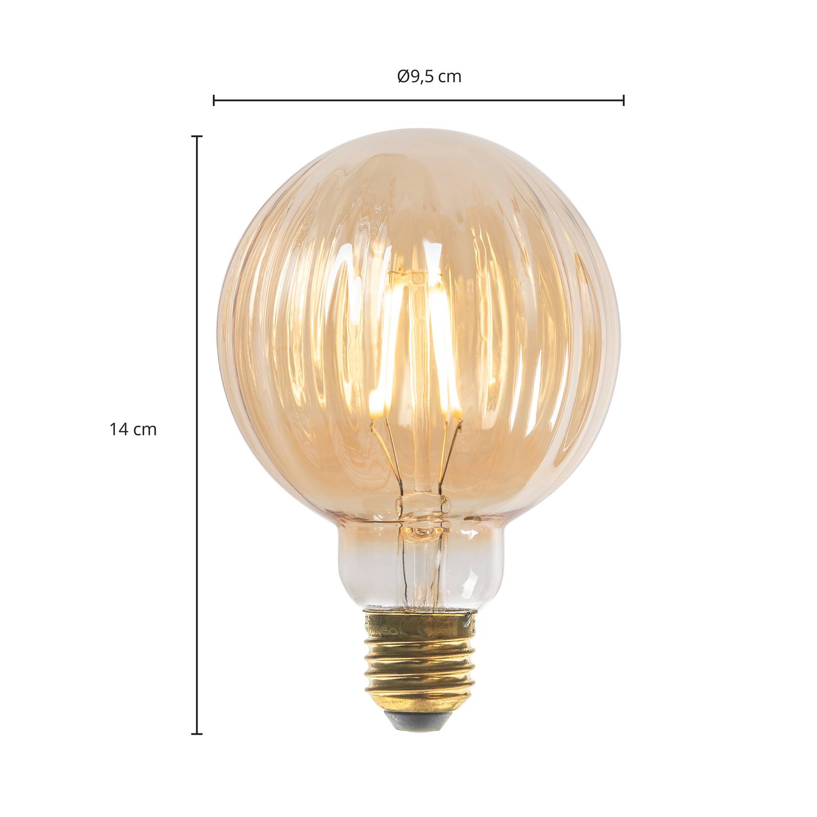 E27 3,8W LED-Lampe G95, 2700K, 340lm, Rillen amber