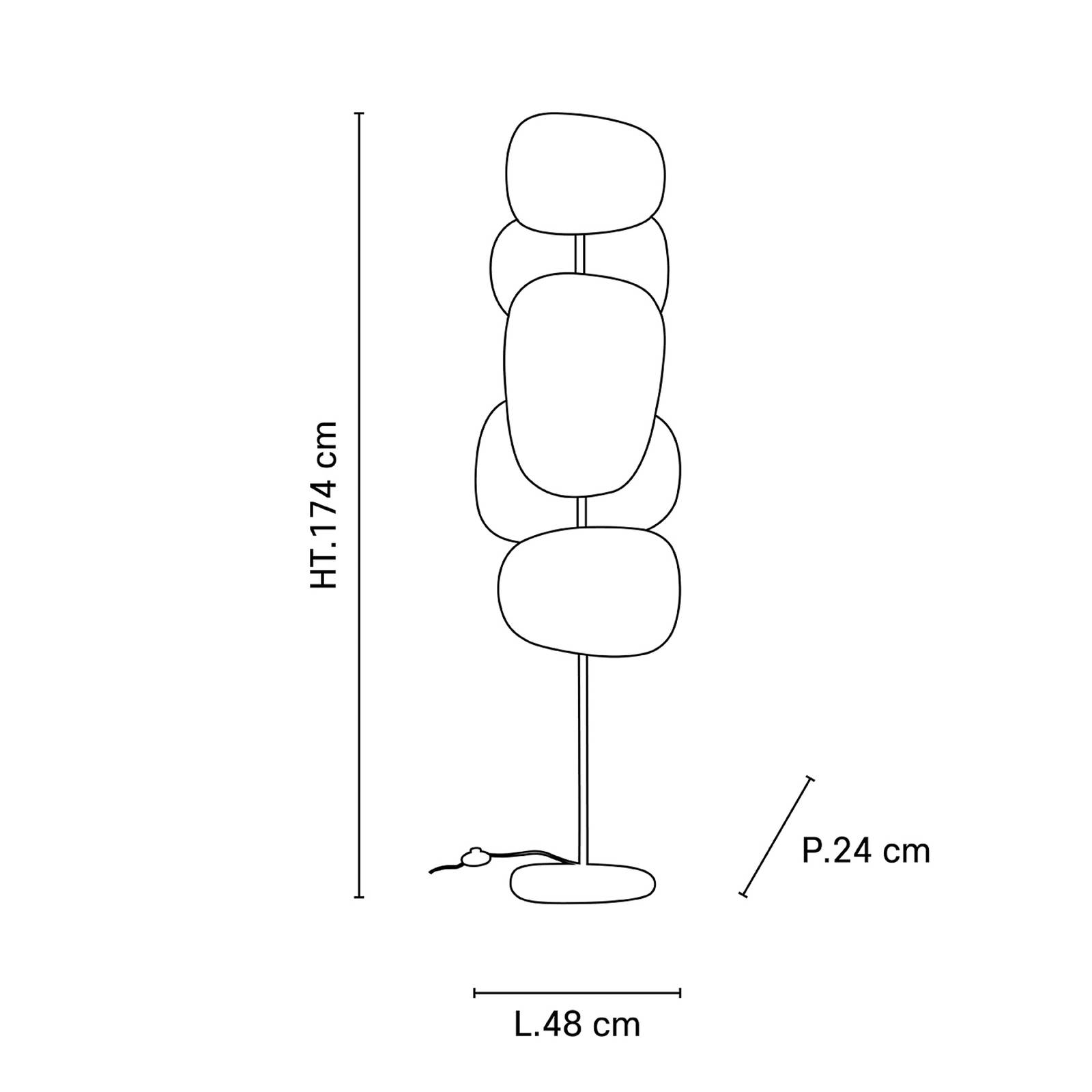 MARKET SET Stehlampe Screen 70's, mehrfarbig, Leinen, 174 cm