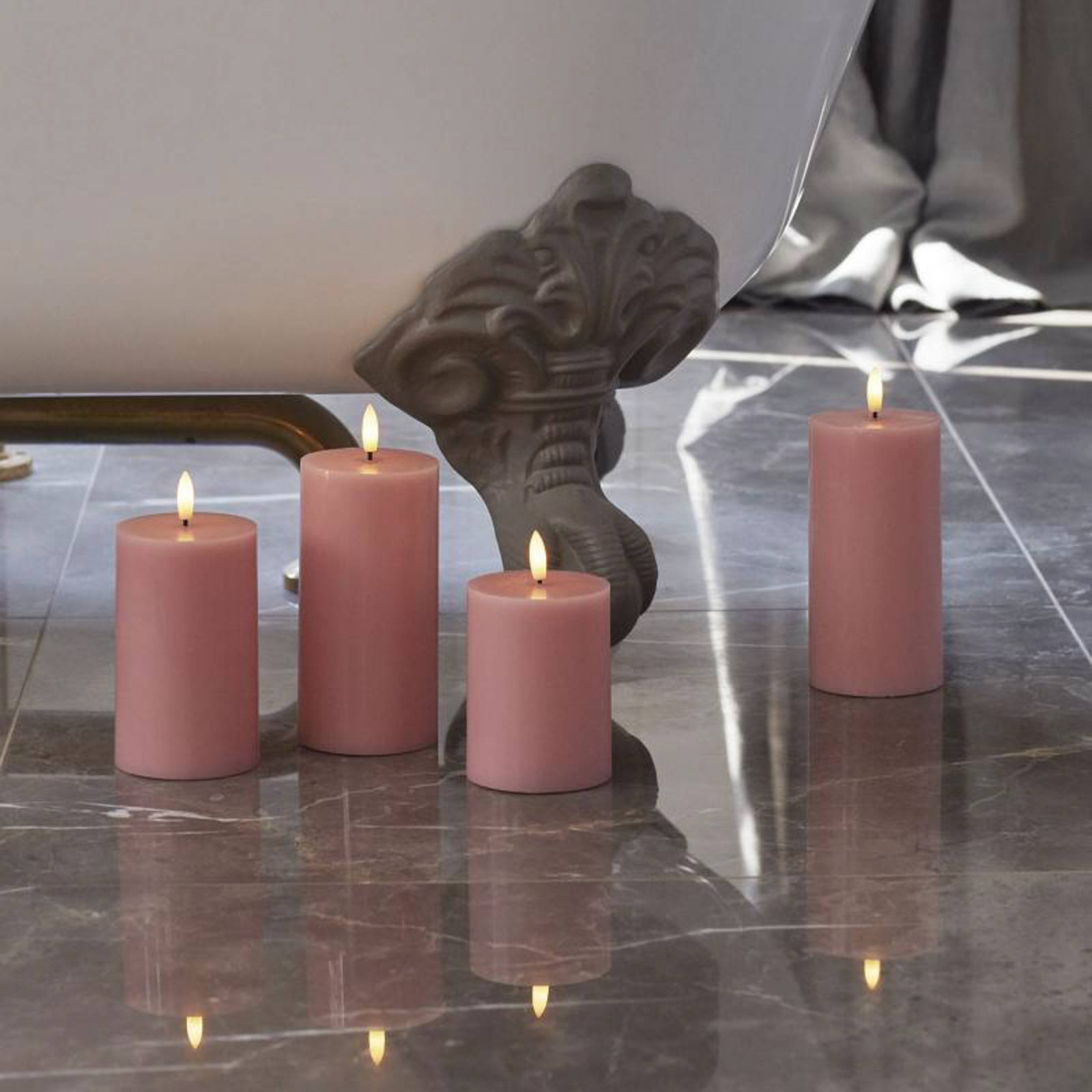 LED-Kerze Sille, pink, Höhe 10 cm, Wachs, Batteriebetrieb