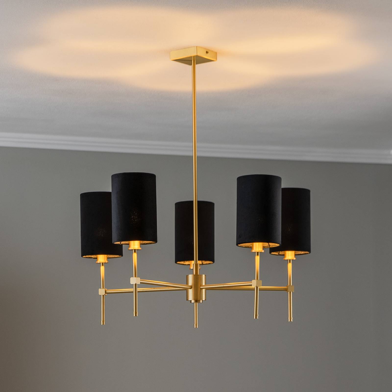 Kronleuchter Azzi Textilschirm fünfflammig schwarz