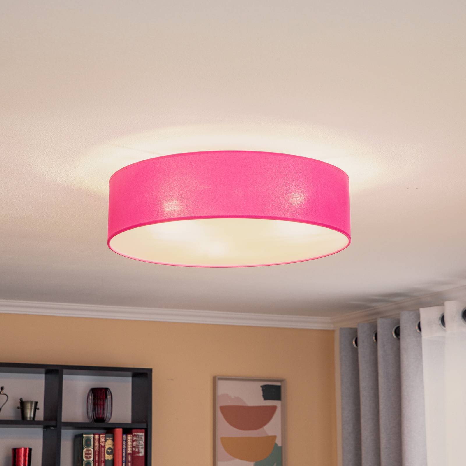 Euluna Roller Decke, Stoffschirm pink, Ø 50 cm