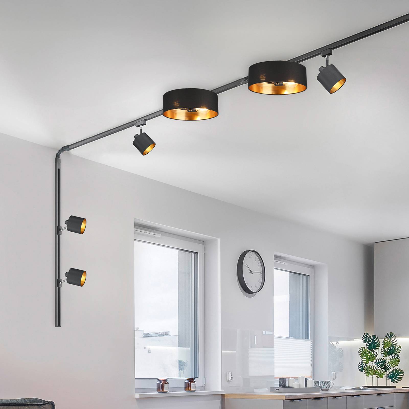 Schienenset DUOline Hostel/Tommy, schwarz 3 m 6-flg. E27/E14