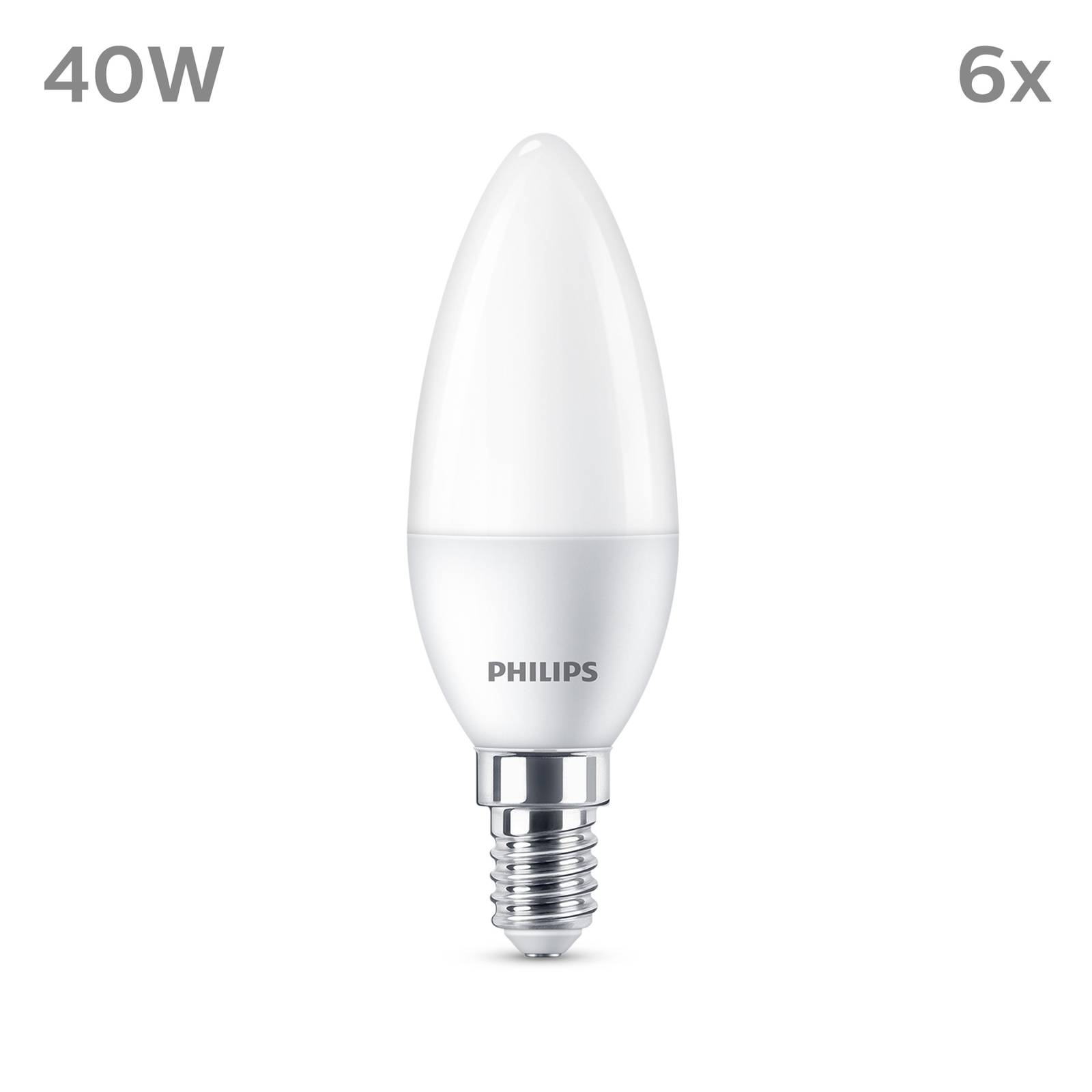 Philips LED-Kerze E14 4,9W 470m 2.700K matt 6er