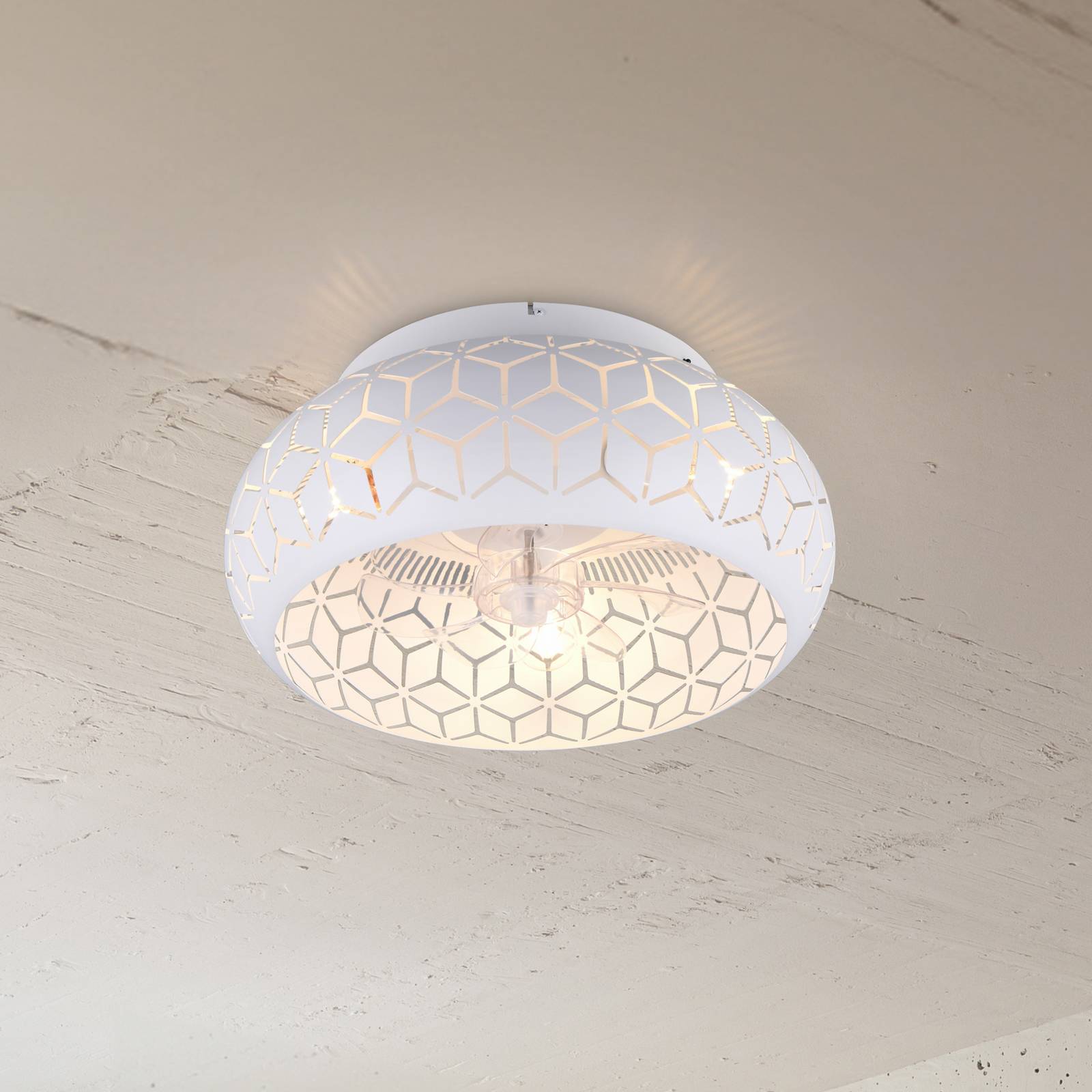 Ventilator mit Licht Bidar, weiß, DC, leise, 50 cm, Remote