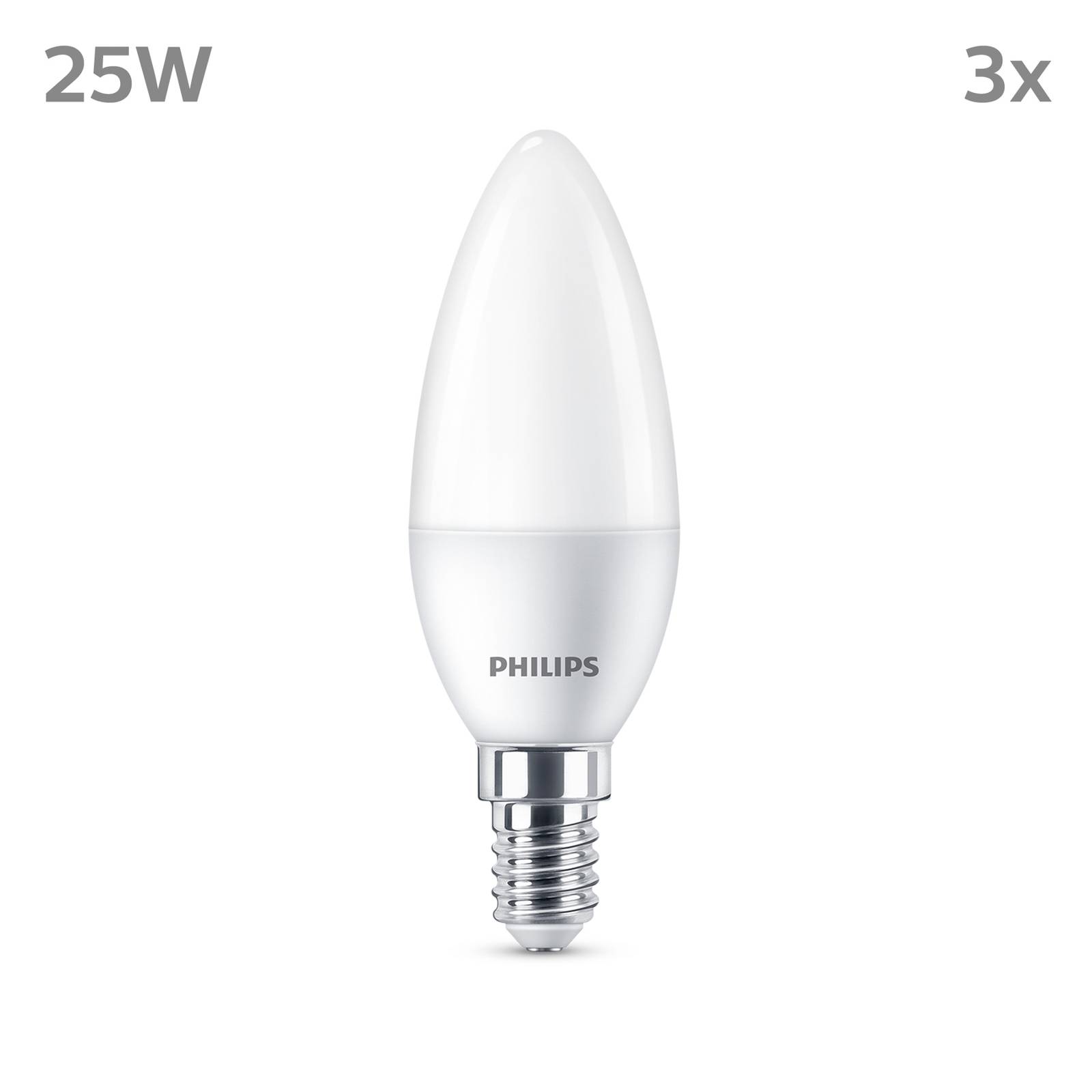 Philips LED-Kerze E14 2,8W 250lm 2.700K matt 3er