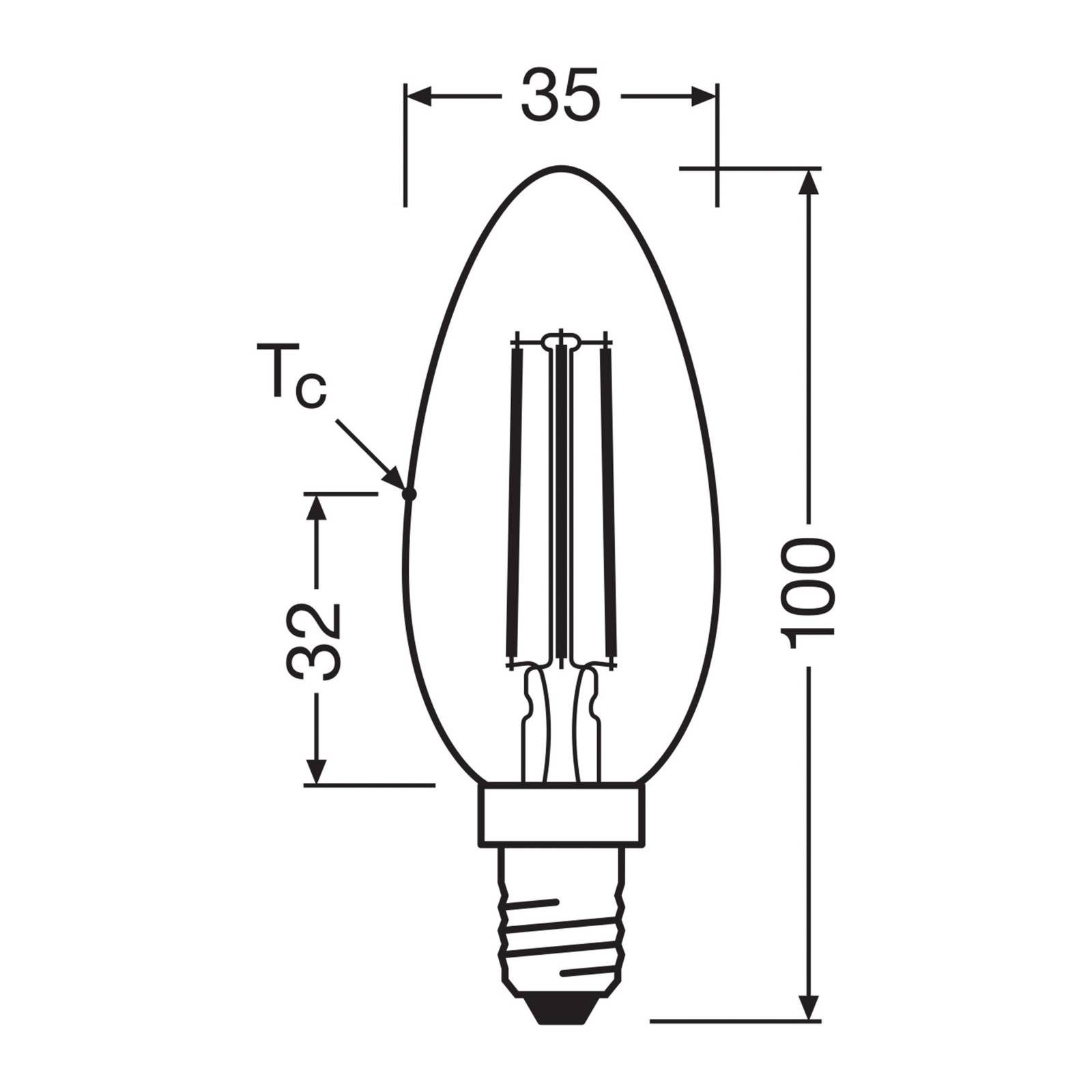 OSRAM LED Kerze Filament E14 2,2W 827 EEK A 3er-Pack