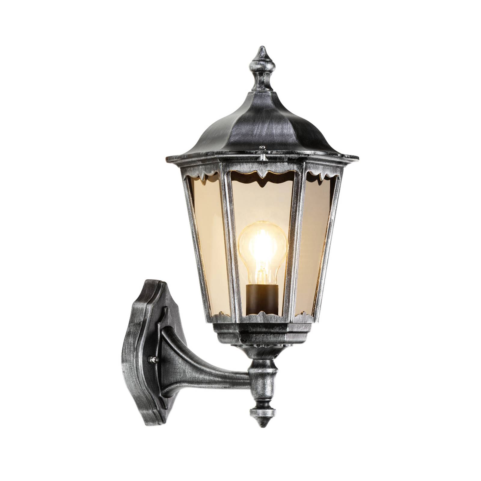 Außenwandlampe 1110 Laterne stehend schwarz-silber