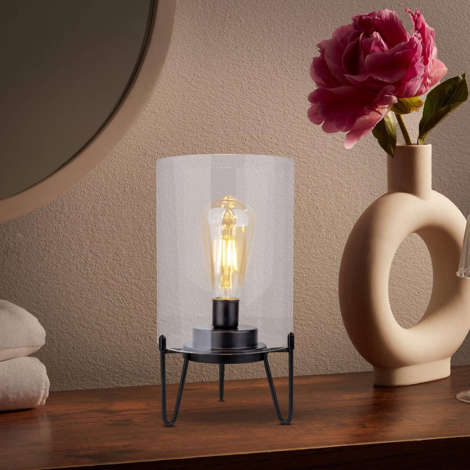 LED-Außendekoleuchte Lonna, Batterie, Glas, Metall