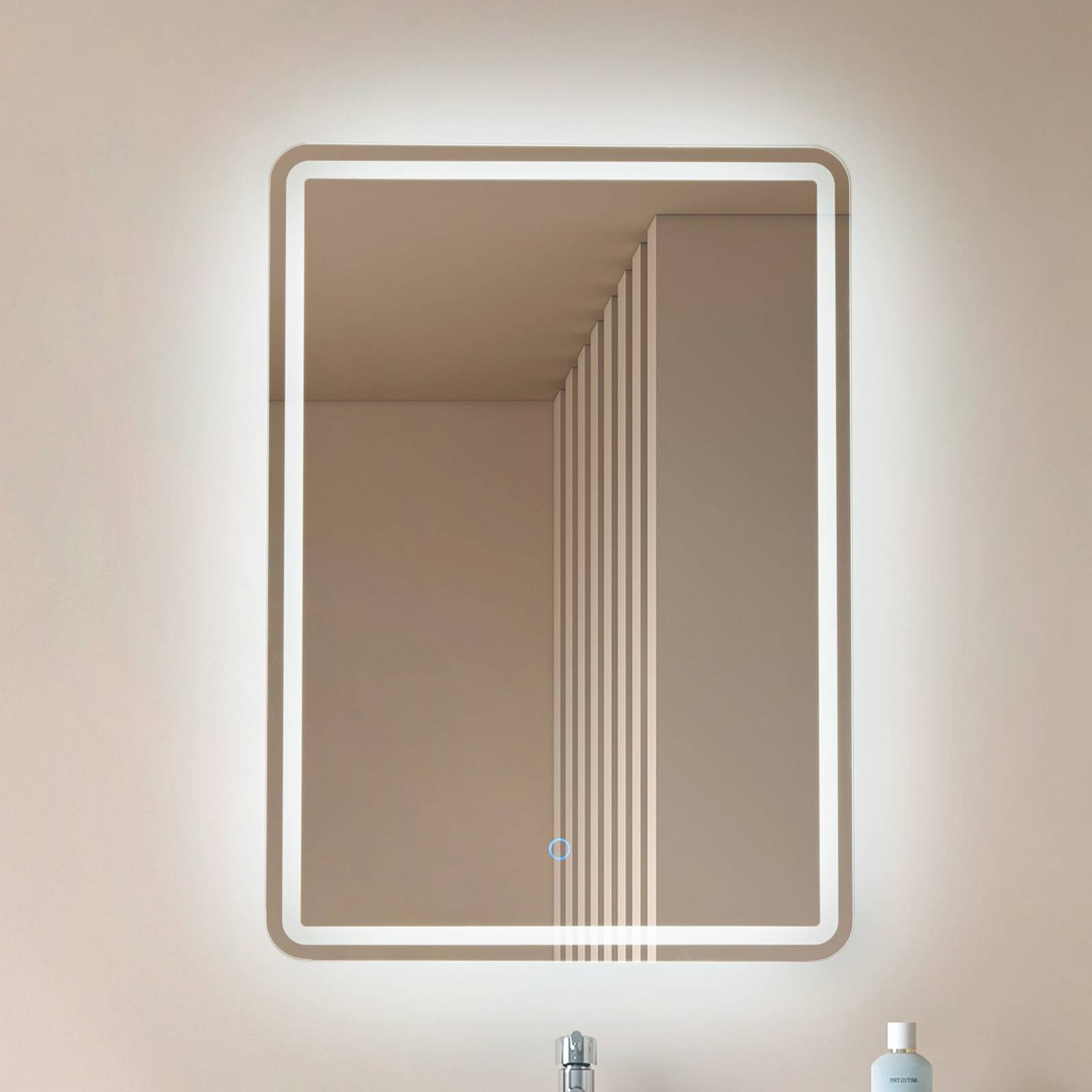 Lucande LED-Spiegel Celestiel, eckig, beheizbar, CCT, 70 cm