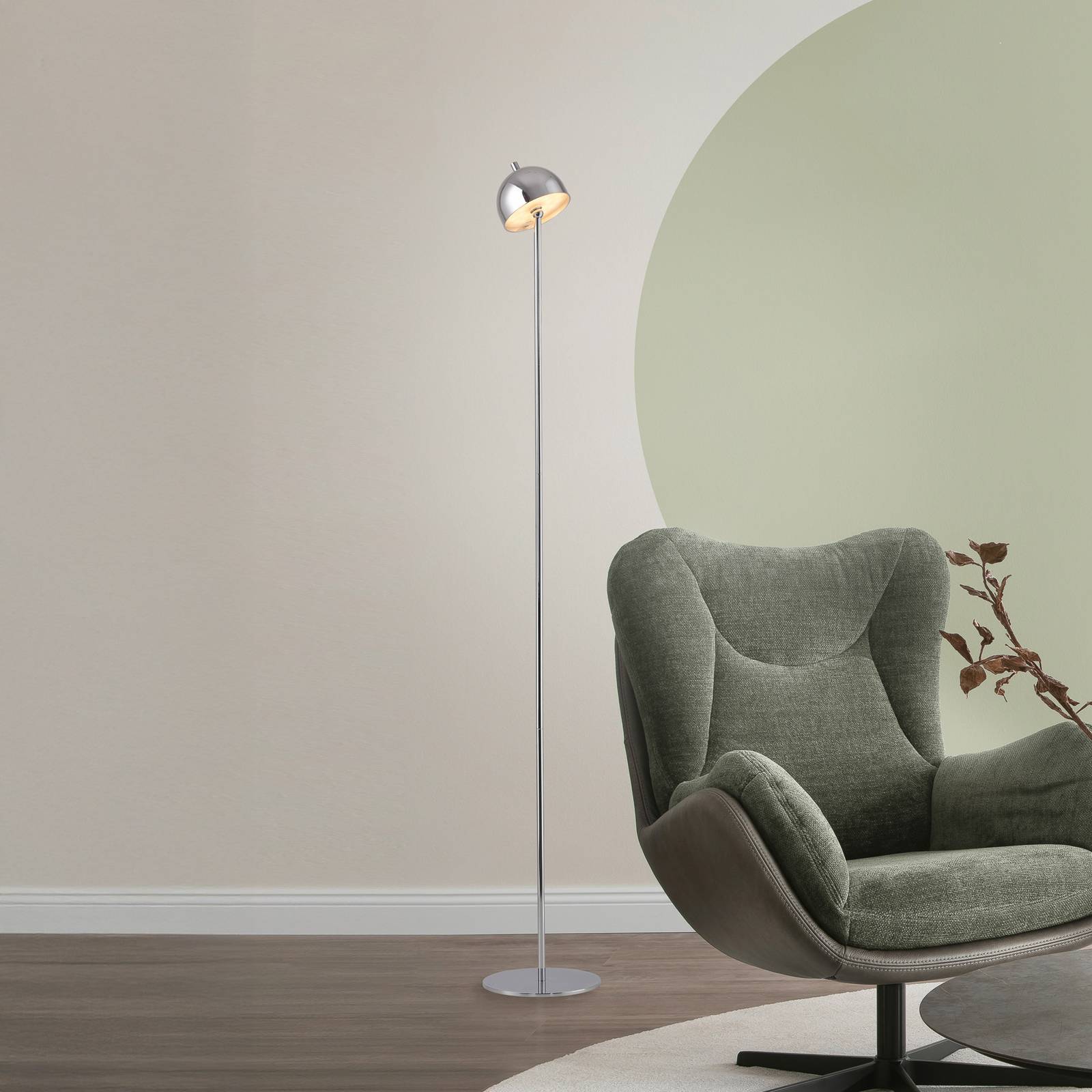 SCHÖNER WOHNEN LED-Akku-Stehlampe Bellies chrom, IP54 3.000K