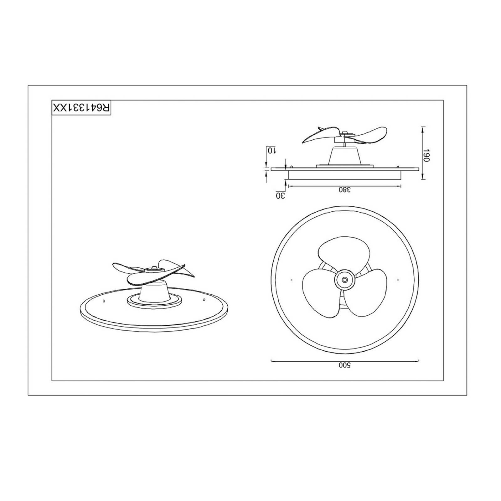 LED-Ventilator Nybro, schwarz, DC, leise, 50 cm, CCT, Remote