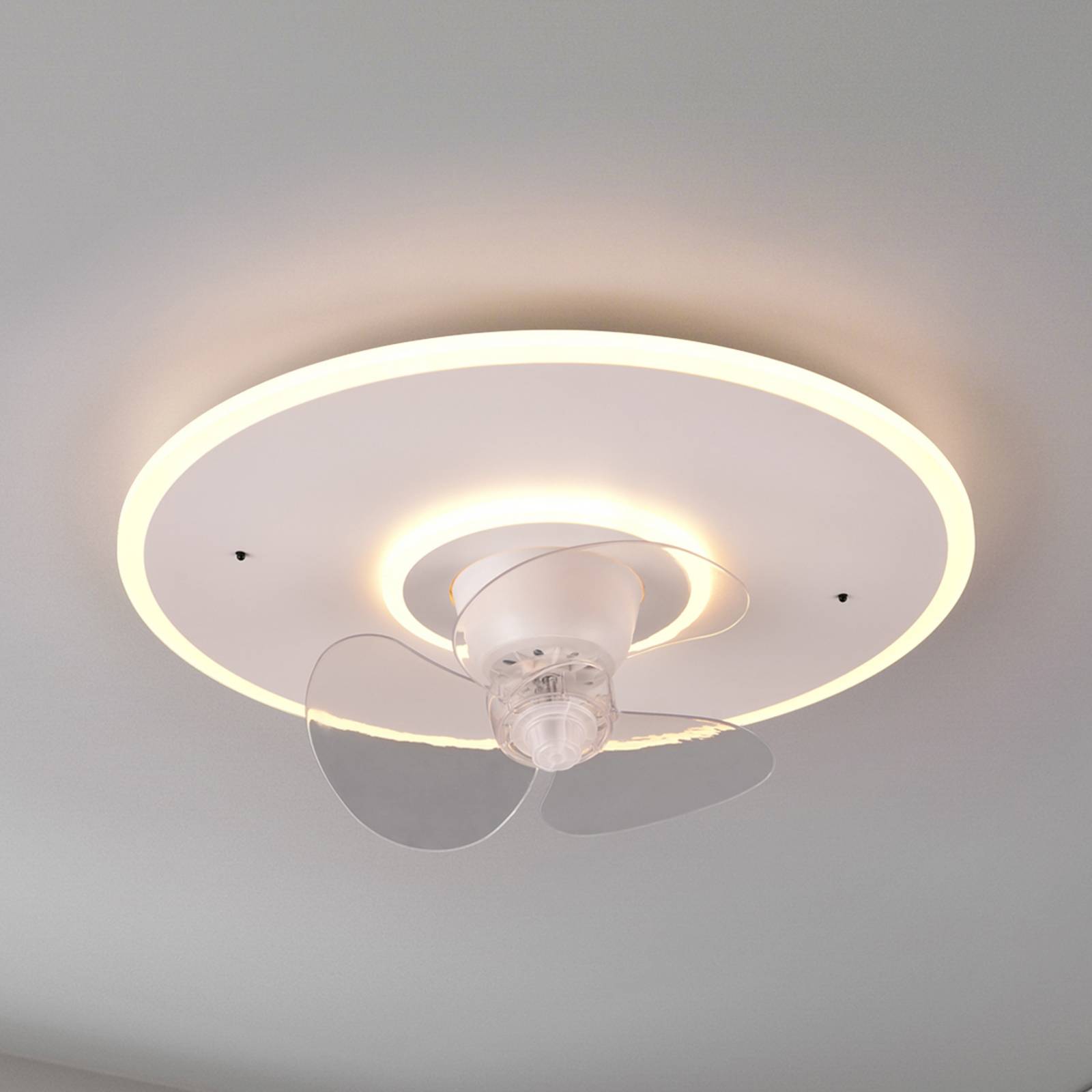 LED-Ventilator Nybro, weiß, DC, leise, Ø 50 cm, CCT, Remote