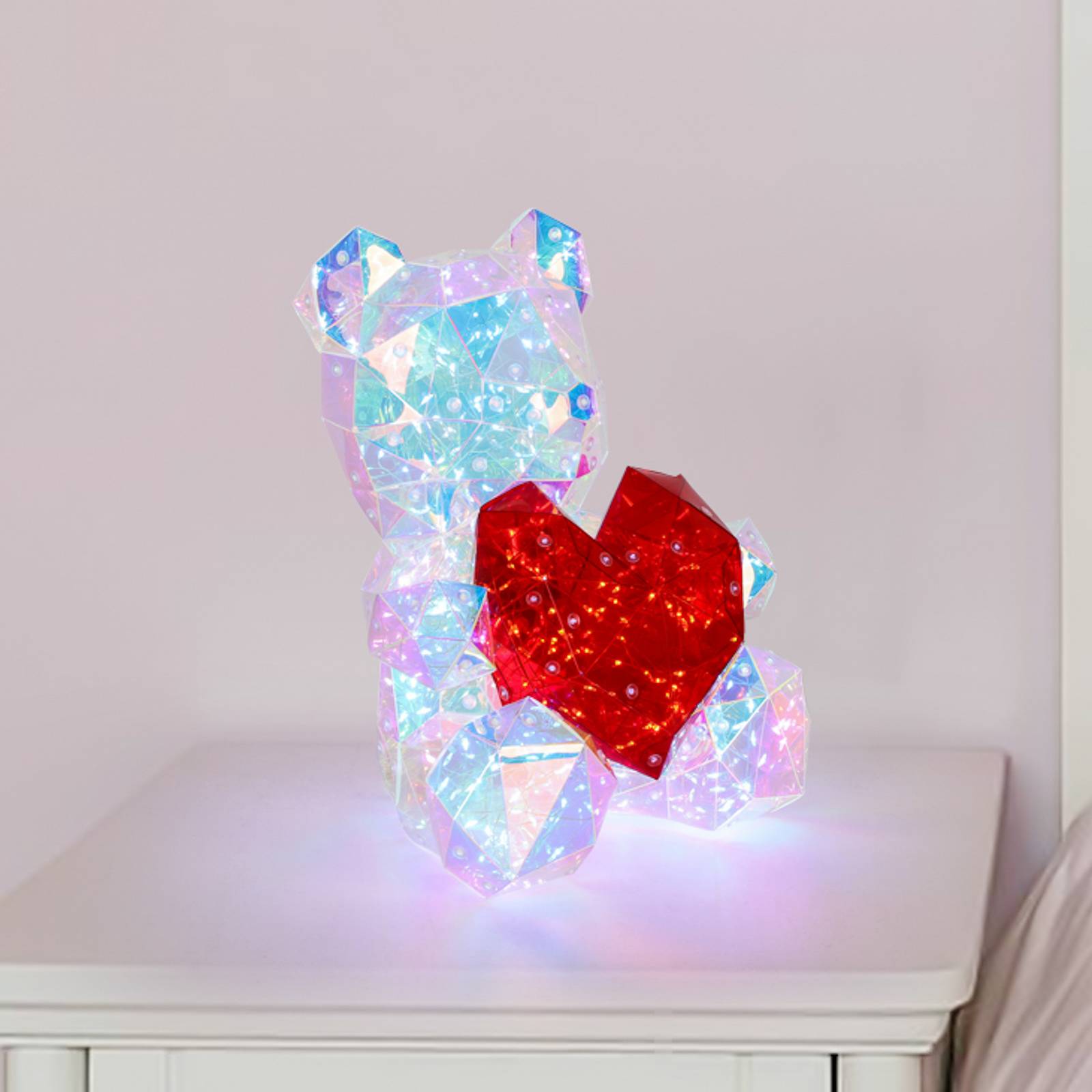 LED-Kinderzimmer-Tischlampe Brondar Bär, rot, Höhe 32 cm