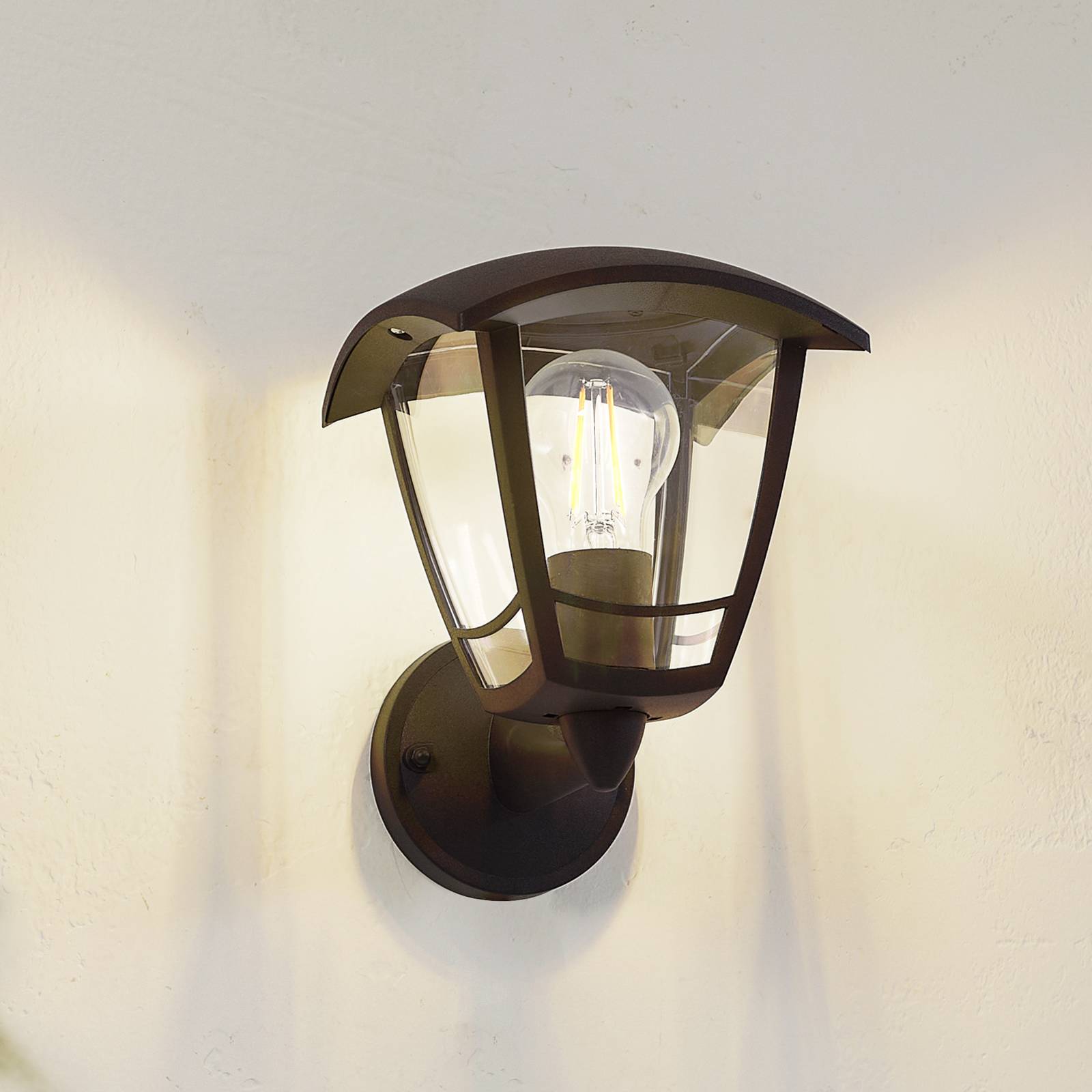 Lindby Außenwandlampe Isidoro, schwarz, Laterne, Kunststoff