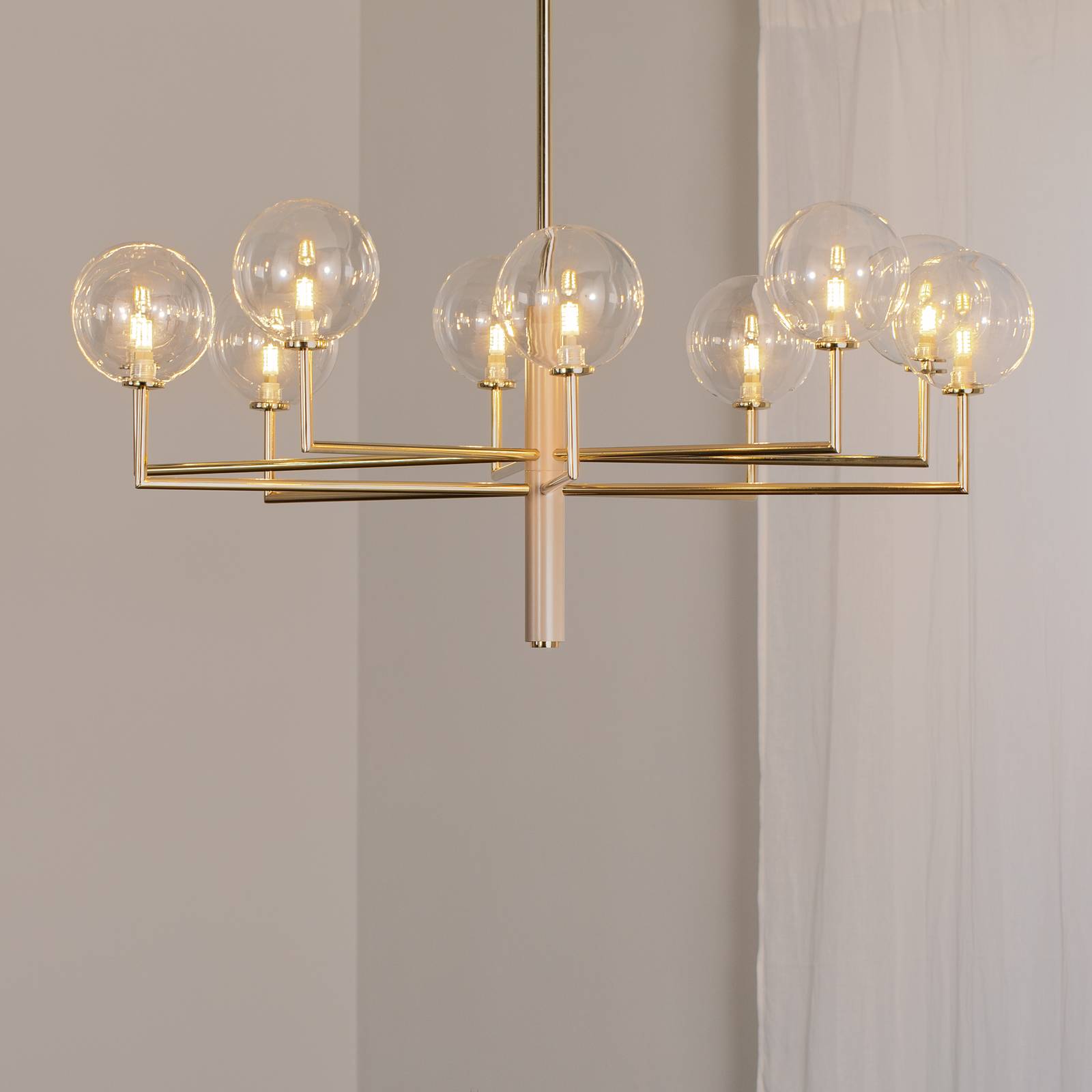 Kronleuchter Feme, goldfarben, Glas, 10-flammig, G9