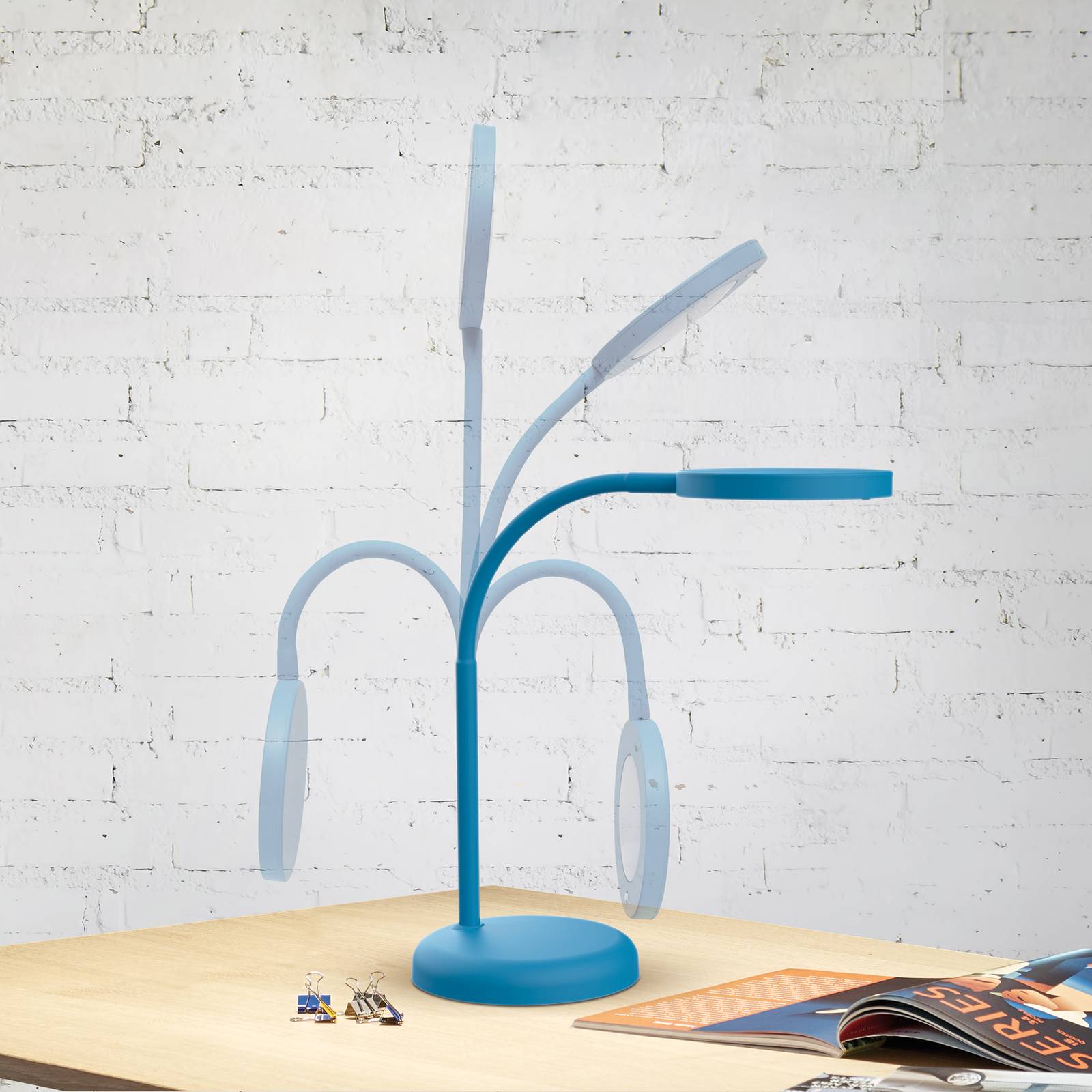 LED-Tischleuchte MAULjoy, blau, Höhe 34 cm, Metall