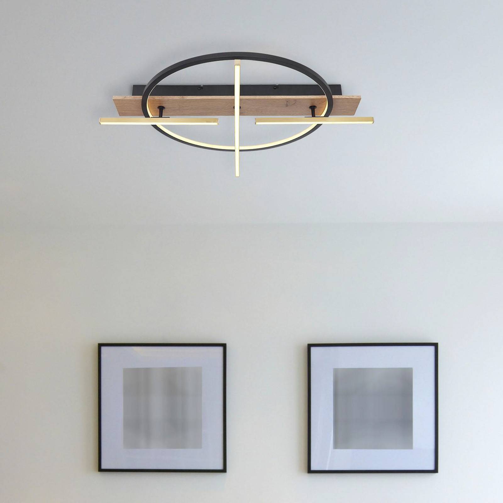 LED-Deckenleuchte Beatrix, Länge 44 cm, holz/schwarz, Holz