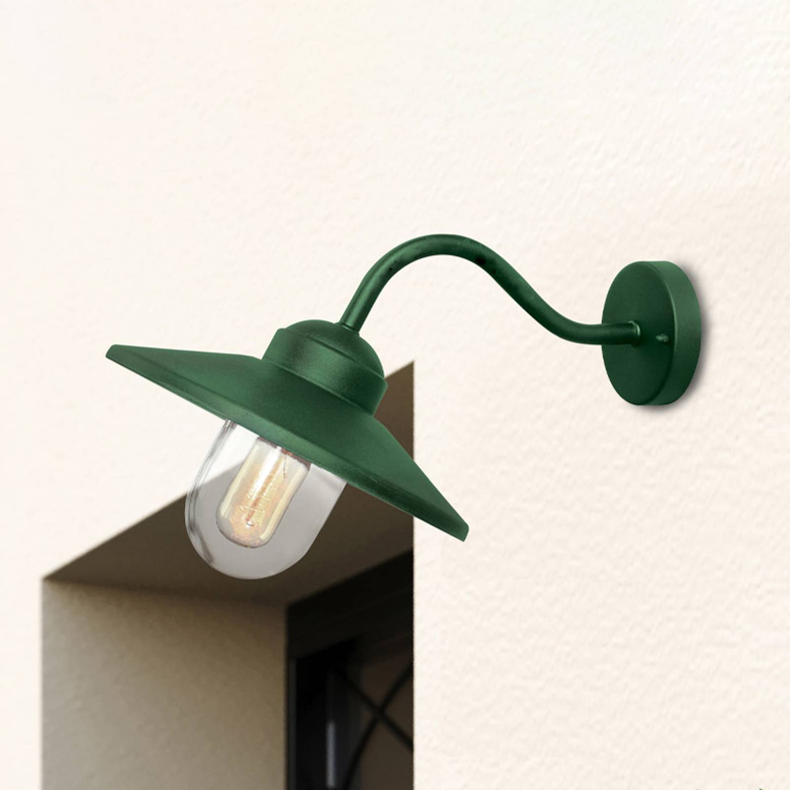 Außenwandleuchte Klampenborg, grün, Laterne, Edelstahl