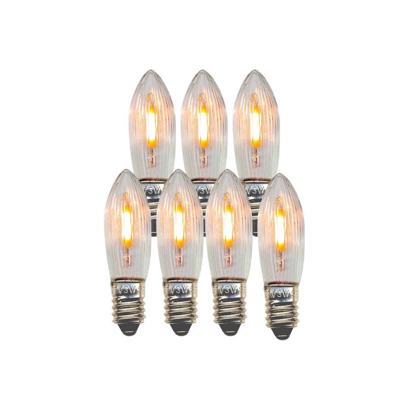 LED-Ersatzleuchtmittel Kerze E10 0,5W klar 14-55VAC/DC 7xSet