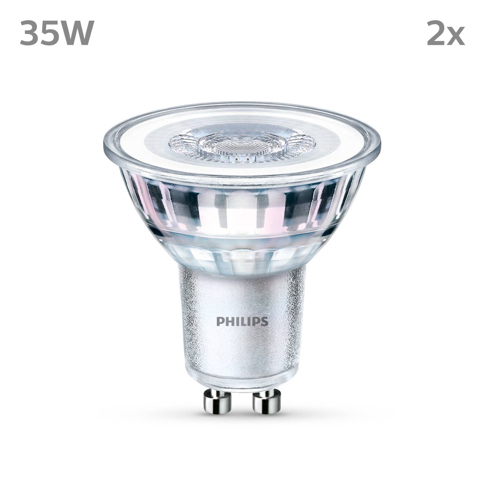 Philips LED-Lampe GU10 3,5W 275lm 840 klar 36° 2er