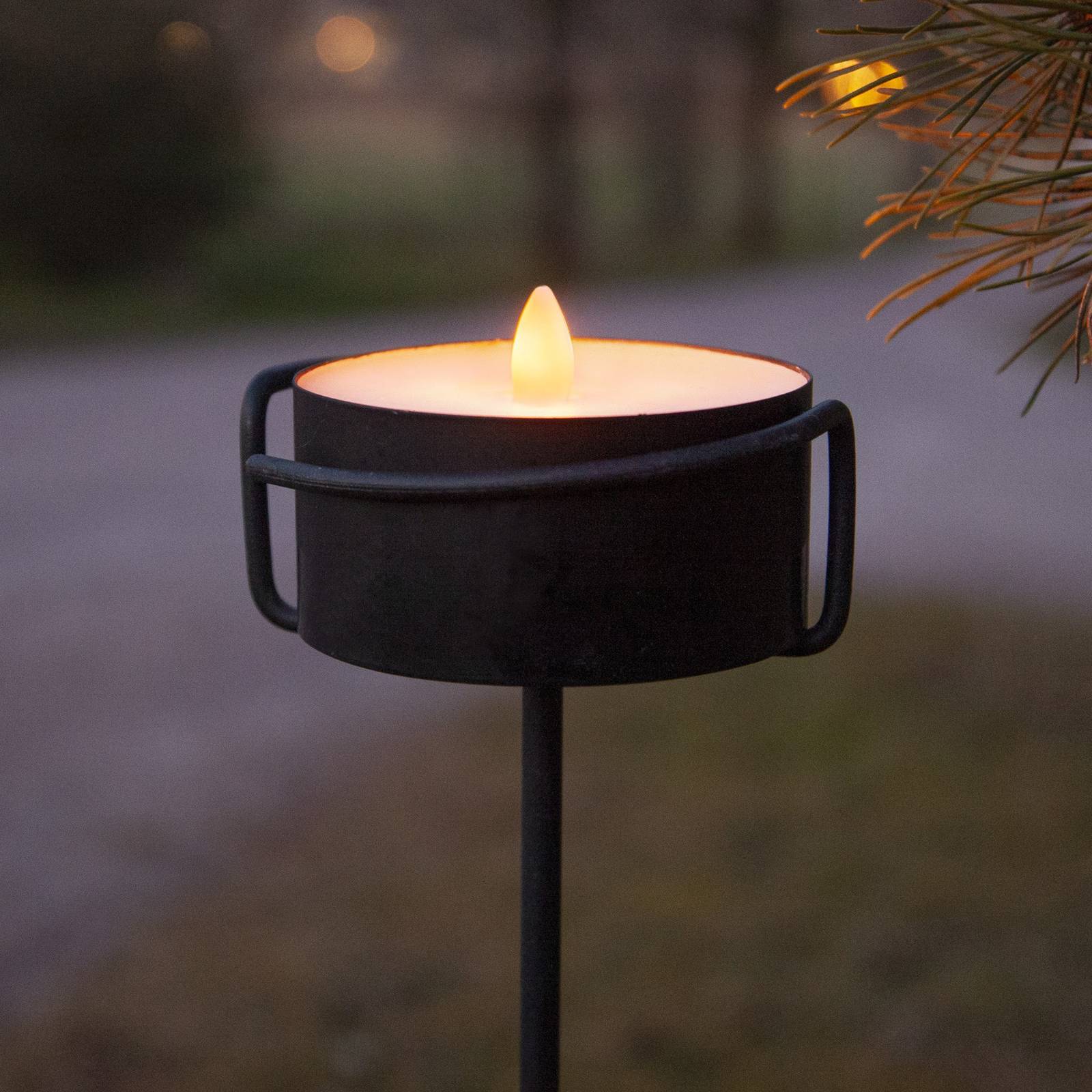 LED-Kerze Torch Candle schwarz Metall/Wachs Batteriebetrieb