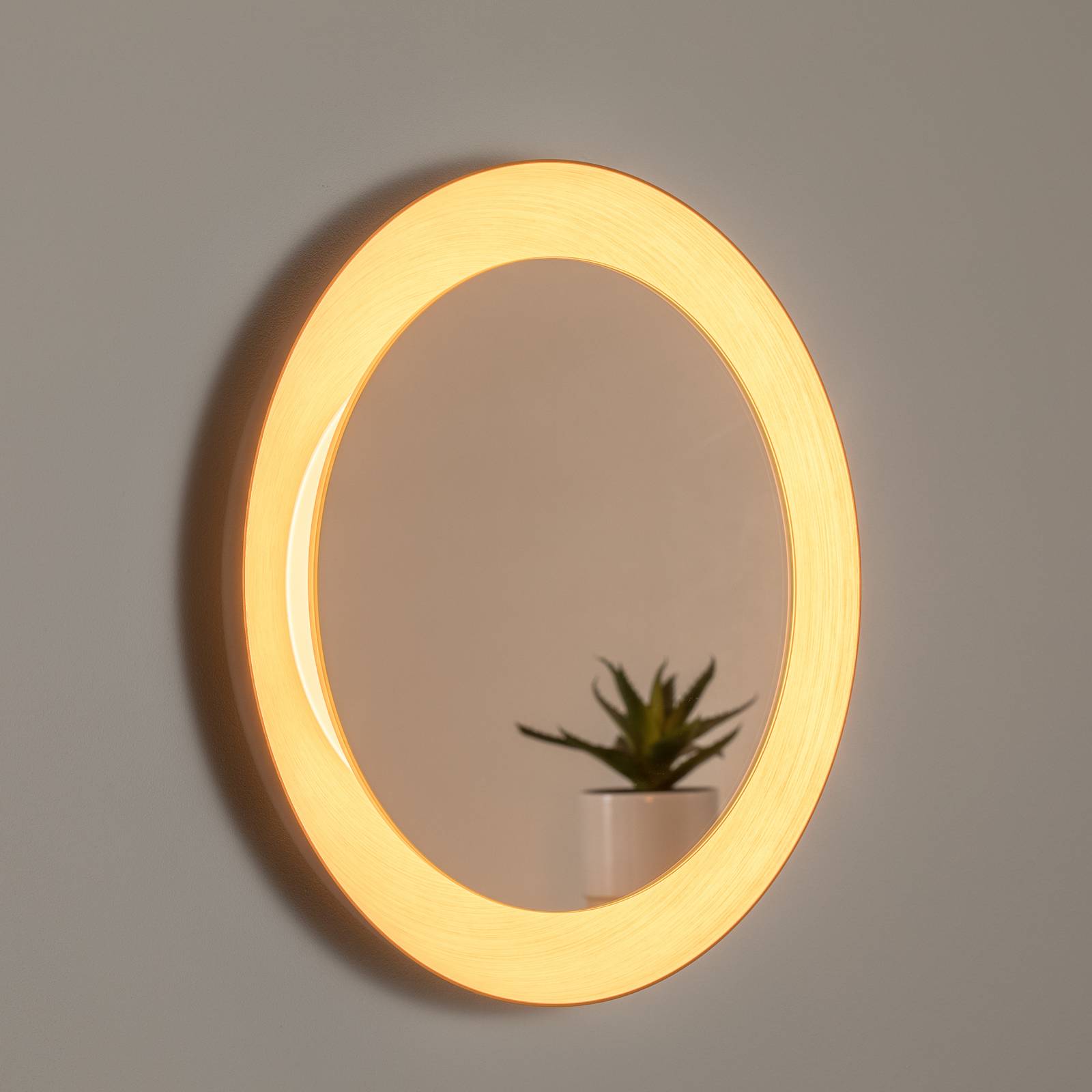 BEGA LED-Spiegel Studio Line schwarz-messing, Ø 50 cm