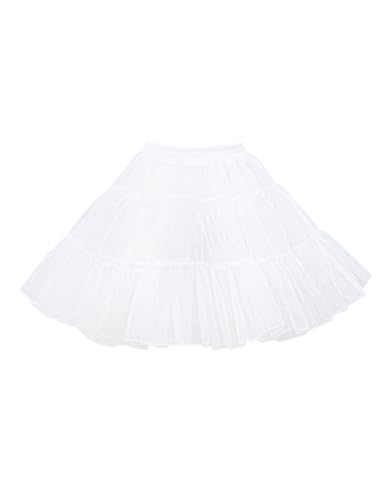 Vlazom Damen Petticoat Kurz Tüll Underskirt Hohe Taille Tutu Rock 50er Retro Ballett Blase Petticoat Prom Abendkleider Brautkleider Petticoats Karneval Kostüm(L-XL,Weiß)