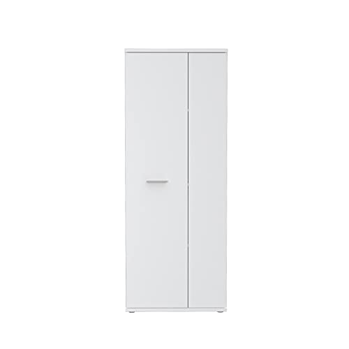 FORTE NET106 Schrank 70 180, Mehrzweckschrank Weiß, Staubsaugerschrank, Abstellraum, Drehtürenschrank, 2-türig mit Einlegeböden, 69 cm breit x 179 cm hoch x 35 cm tief