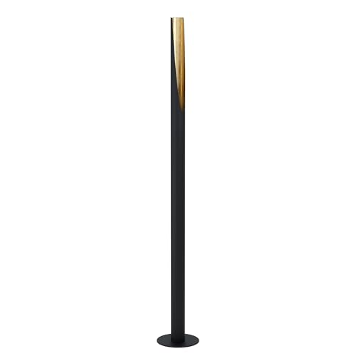 EGLO Stehlampe Barbotto, Eck Standleuchte, Stablampe aus Metall in Schwarz und Gold, GU10 Fassung, inkl. Trittschalter