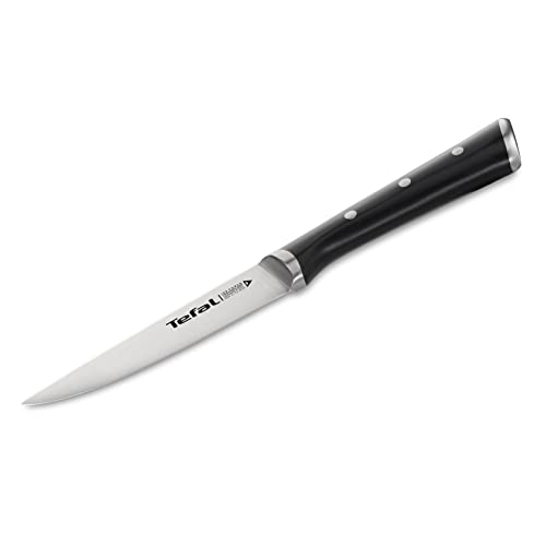 Tefal Ice Force Universalmesser, 11cm Klinge, Küchenmesser, Korrosionsschutz, Allzweckmesser mit Handschutz, Edelstahl, schwarz, K23209