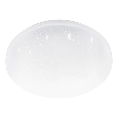 EGLO Deckenlampe Pogliola-S, Ø 31 cm, Kristalleffekt LED Deckenleuchte, 1 flammige Wohnzimmerlampe aus Stahl und Kunststoff, Lampe weiß, Kinderzimmerlampe, Küchenlampe, Bürolampe, Flurlampe Decke